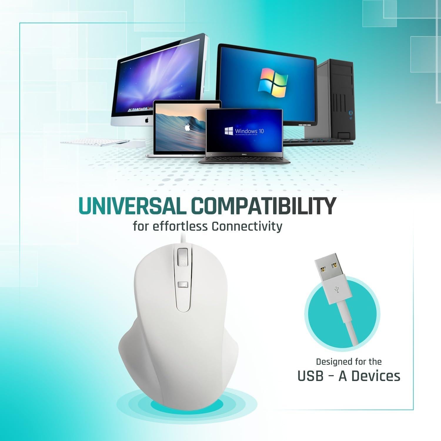 Ratón USB-A Matias M20W Ergonómico Blanco para PC y Mac