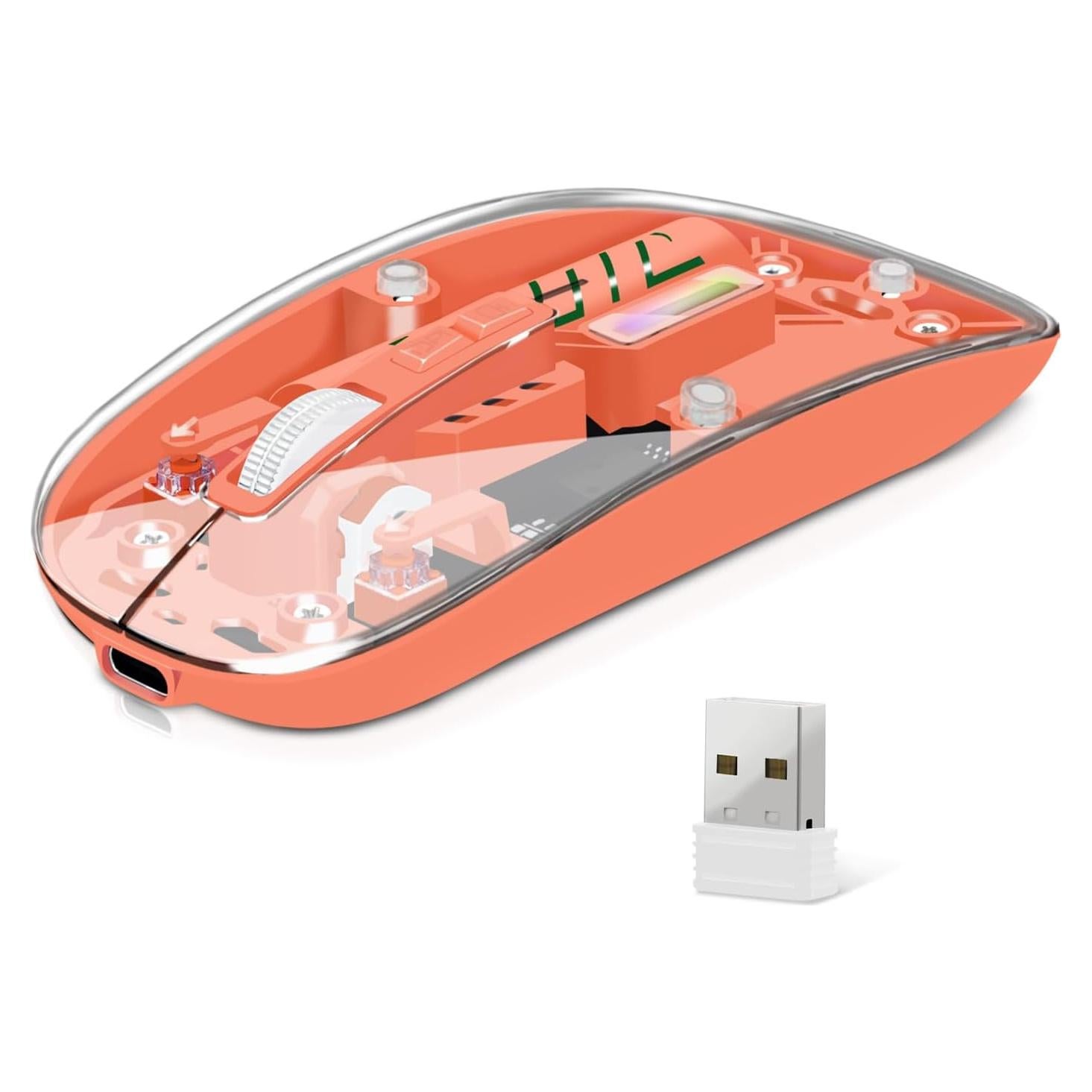 Ratón Inalámbrico Dolrso Naranja con Doble Modo y Recargable