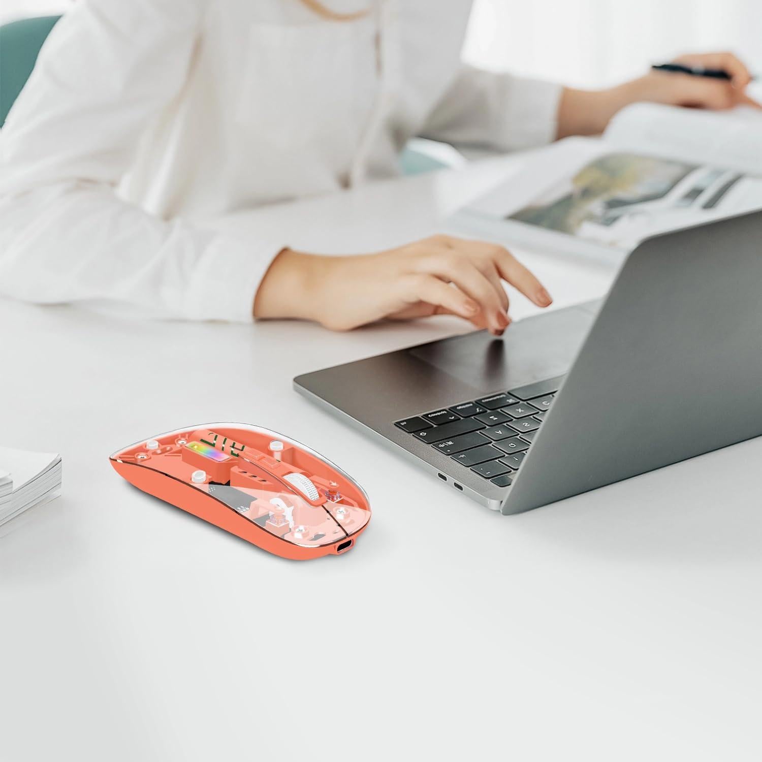 Ratón Inalámbrico Dolrso Naranja con Doble Modo y Recargable