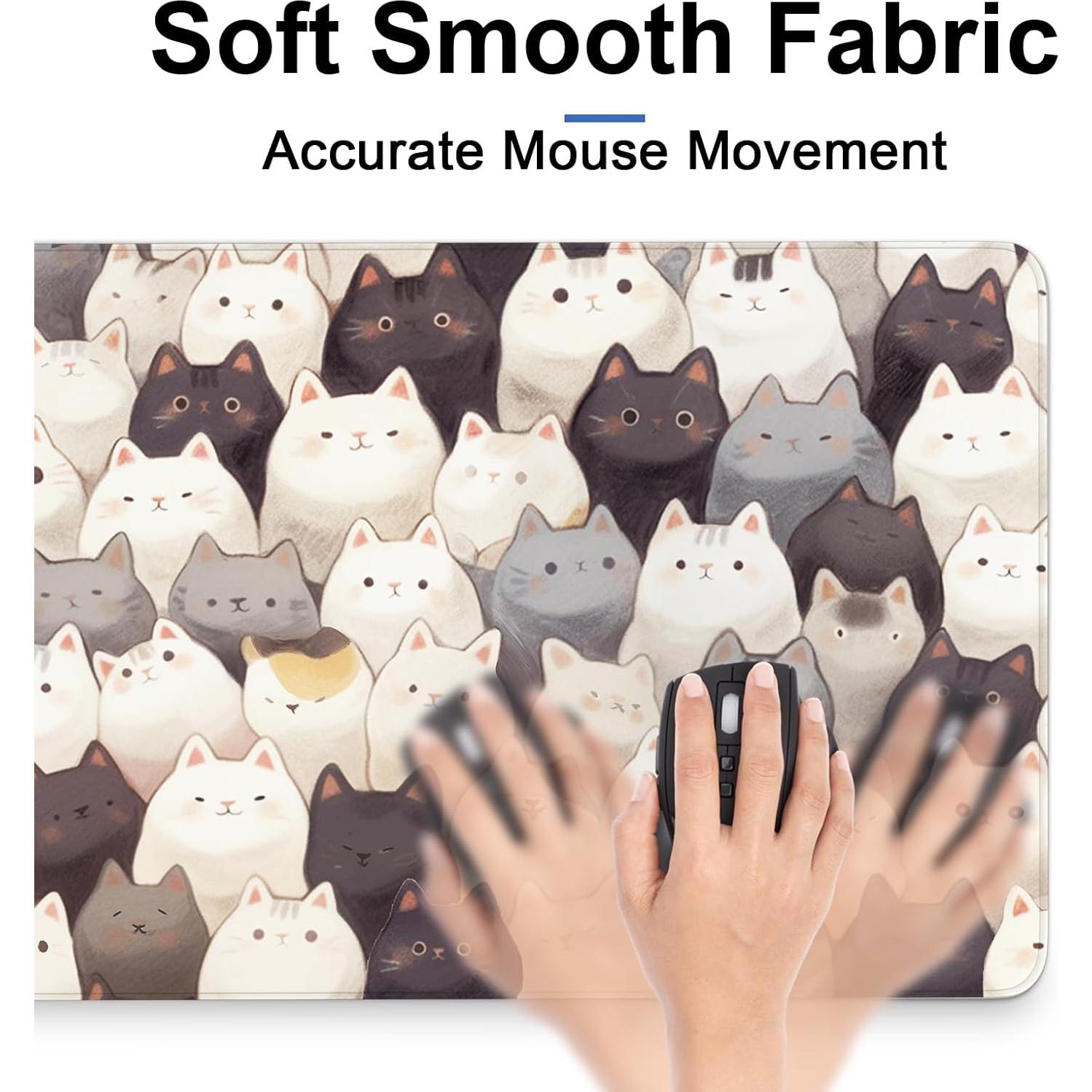 Alfombrilla de Ratón Grande DONBEIDIU Gato Blanco 80x30 cm