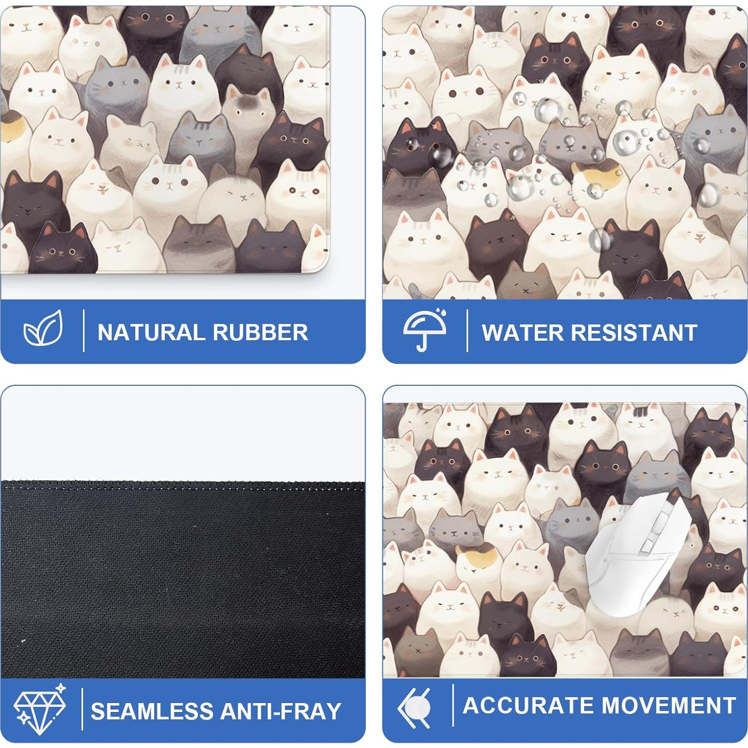 Alfombrilla de Ratón Grande DONBEIDIU Gato Blanco 80x30 cm