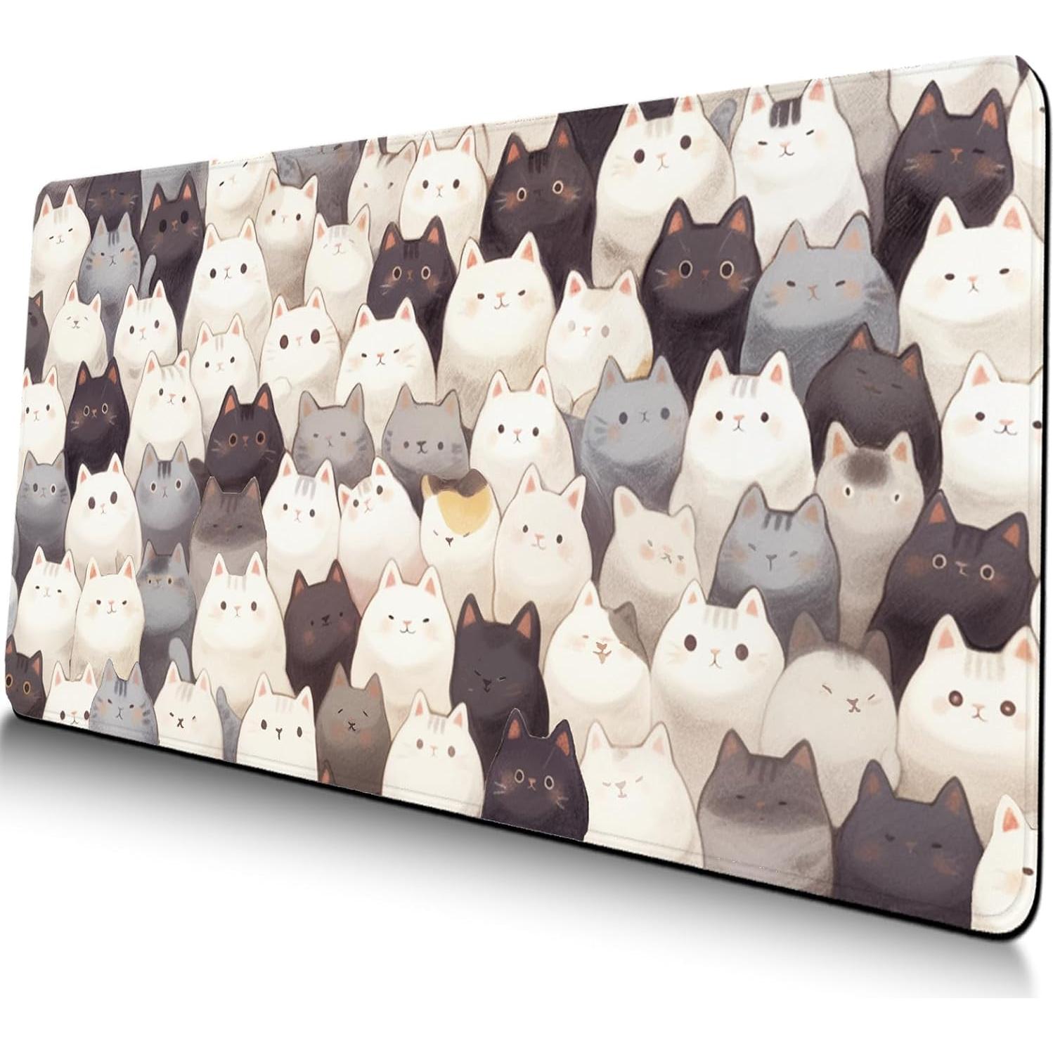 Alfombrilla de Ratón Grande DONBEIDIU Gato Blanco 80x30 cm