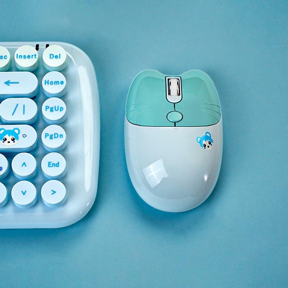 Combo Teclado y Ratón Inalámbrico TZBBL Estilo Retro Multicolor