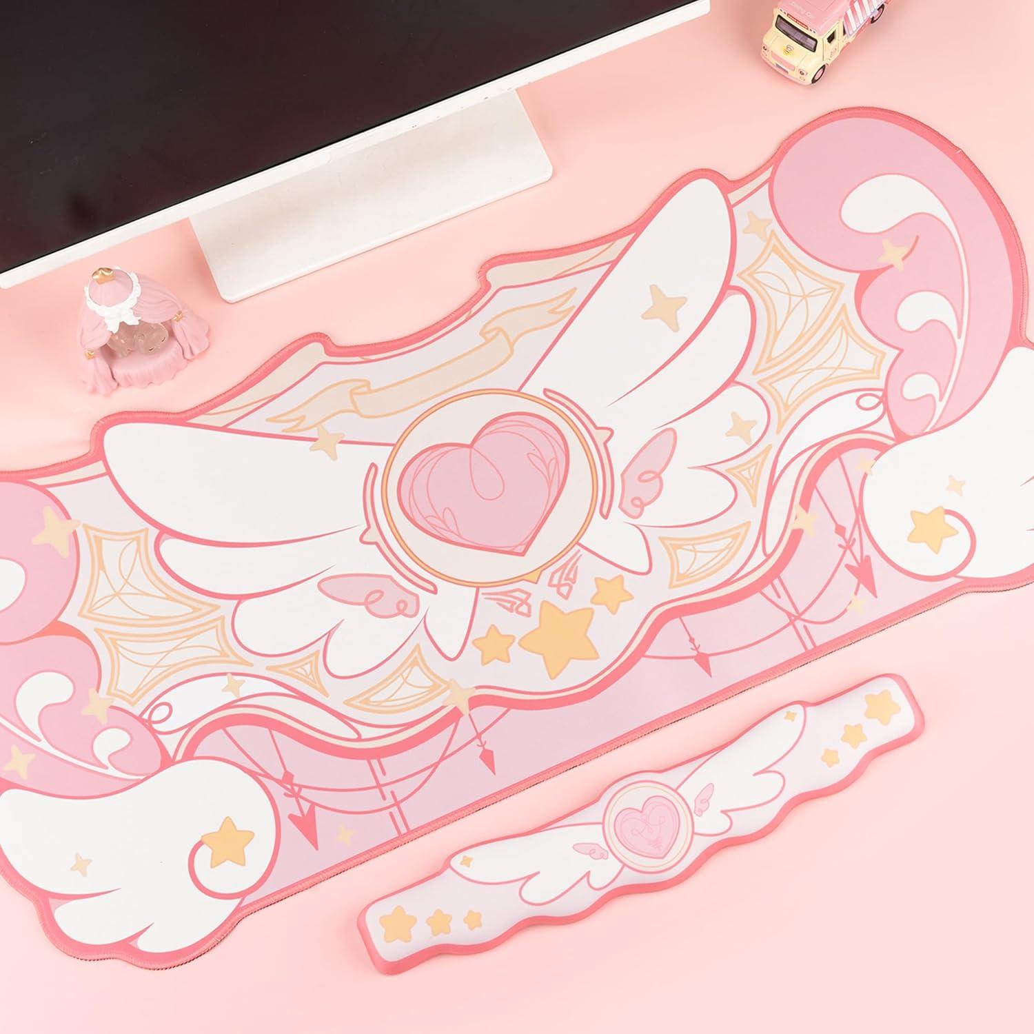 Alfombrilla de Ratón y Soporte de Muñeca GeekShare Estrella Rosa