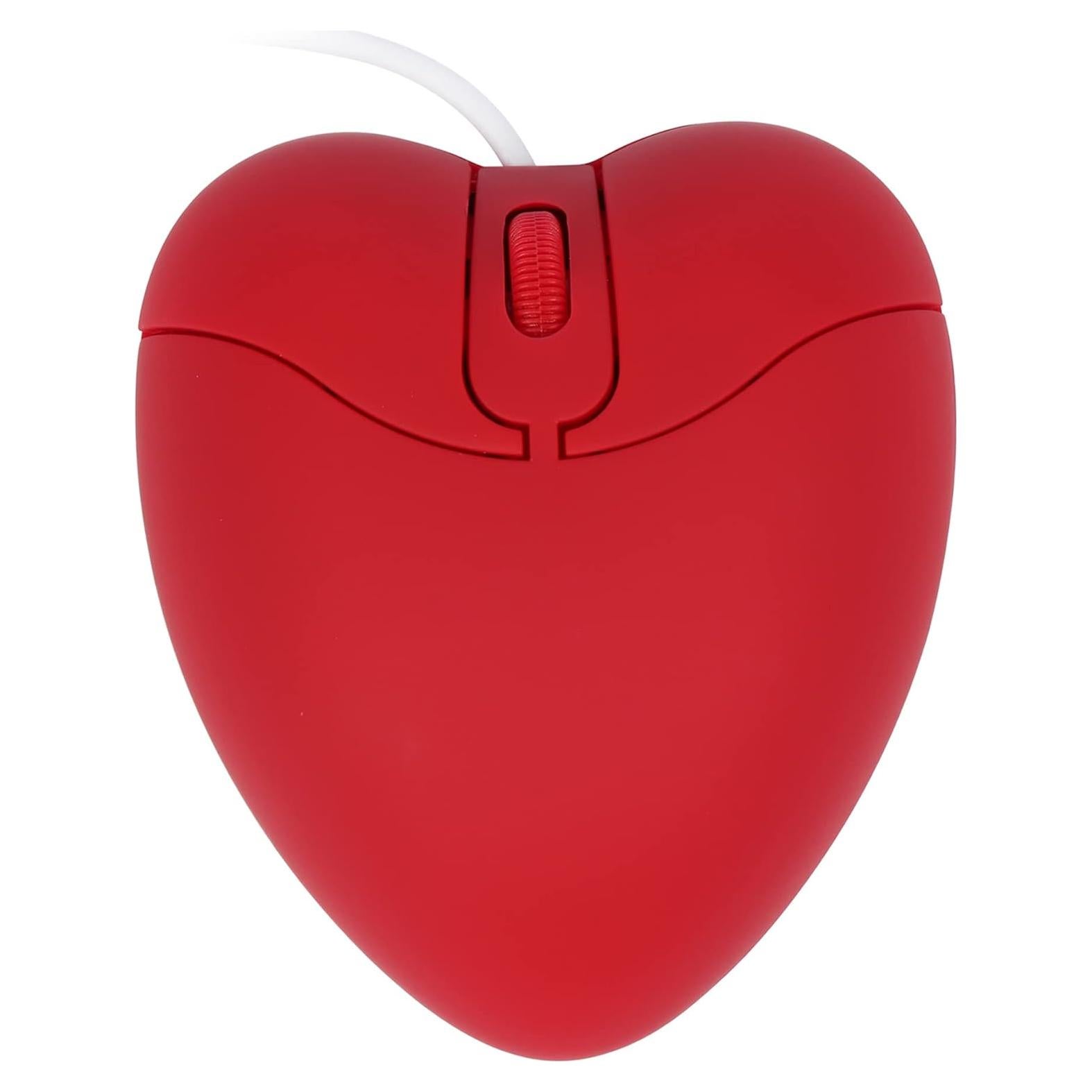 Ratón con cable GUGUELEC rojo corazón USB óptico 800 DPI