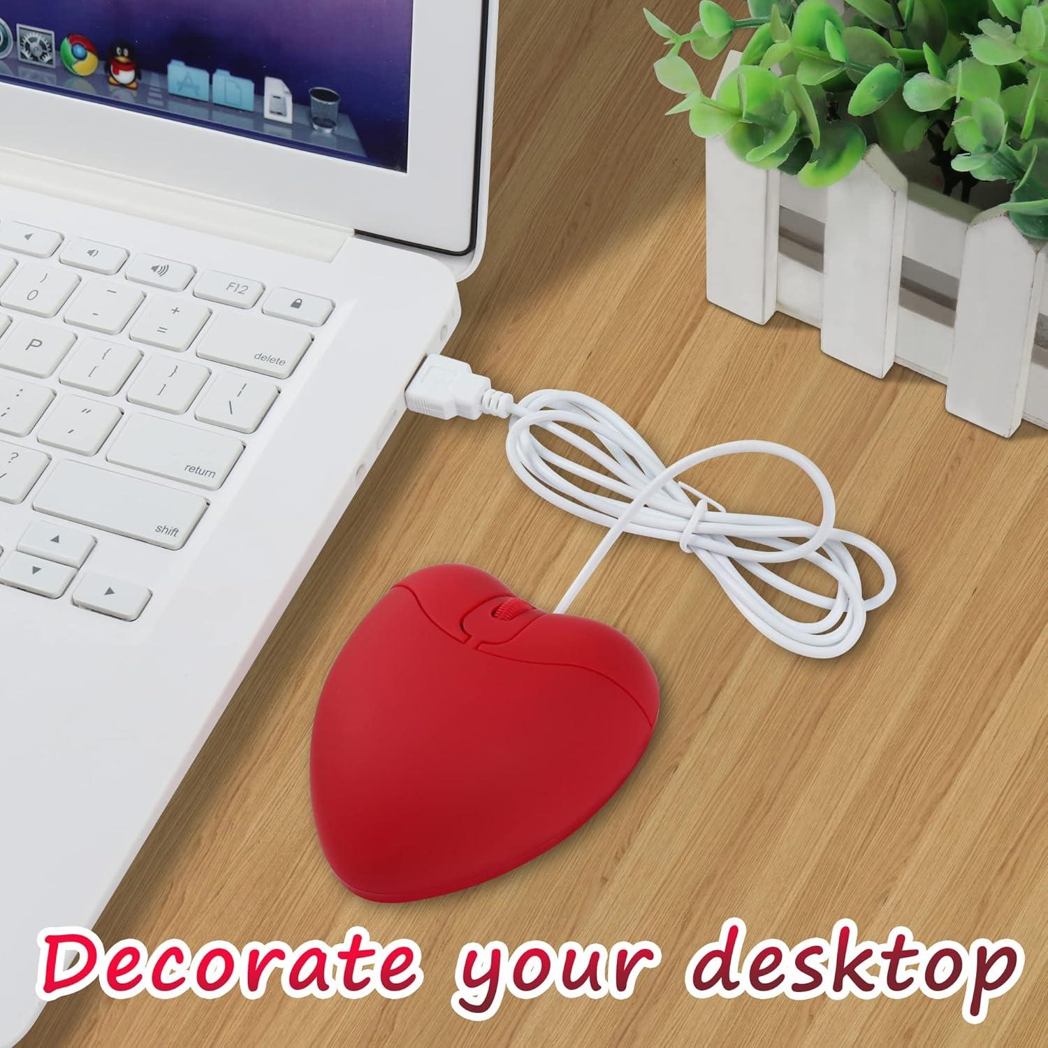 Ratón con cable GUGUELEC rojo corazón USB óptico 800 DPI