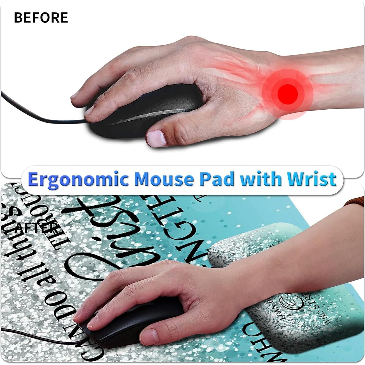 Alfombrilla de Ratón Ergonómica BPQOJB con Reposamuñecas Azul