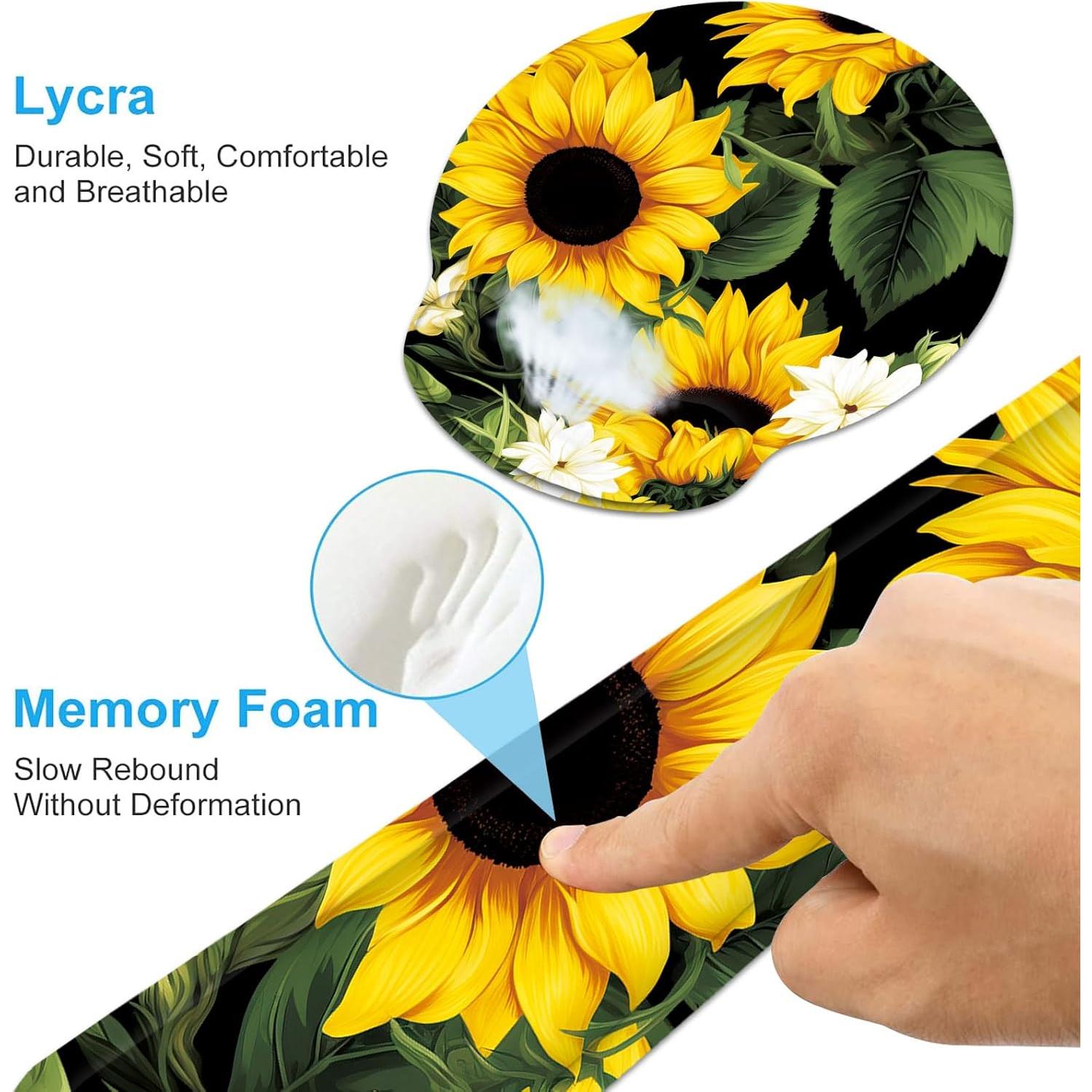 Reposamuñecas ergonómico EFGWSDER con girasoles - Teclado y Ratón