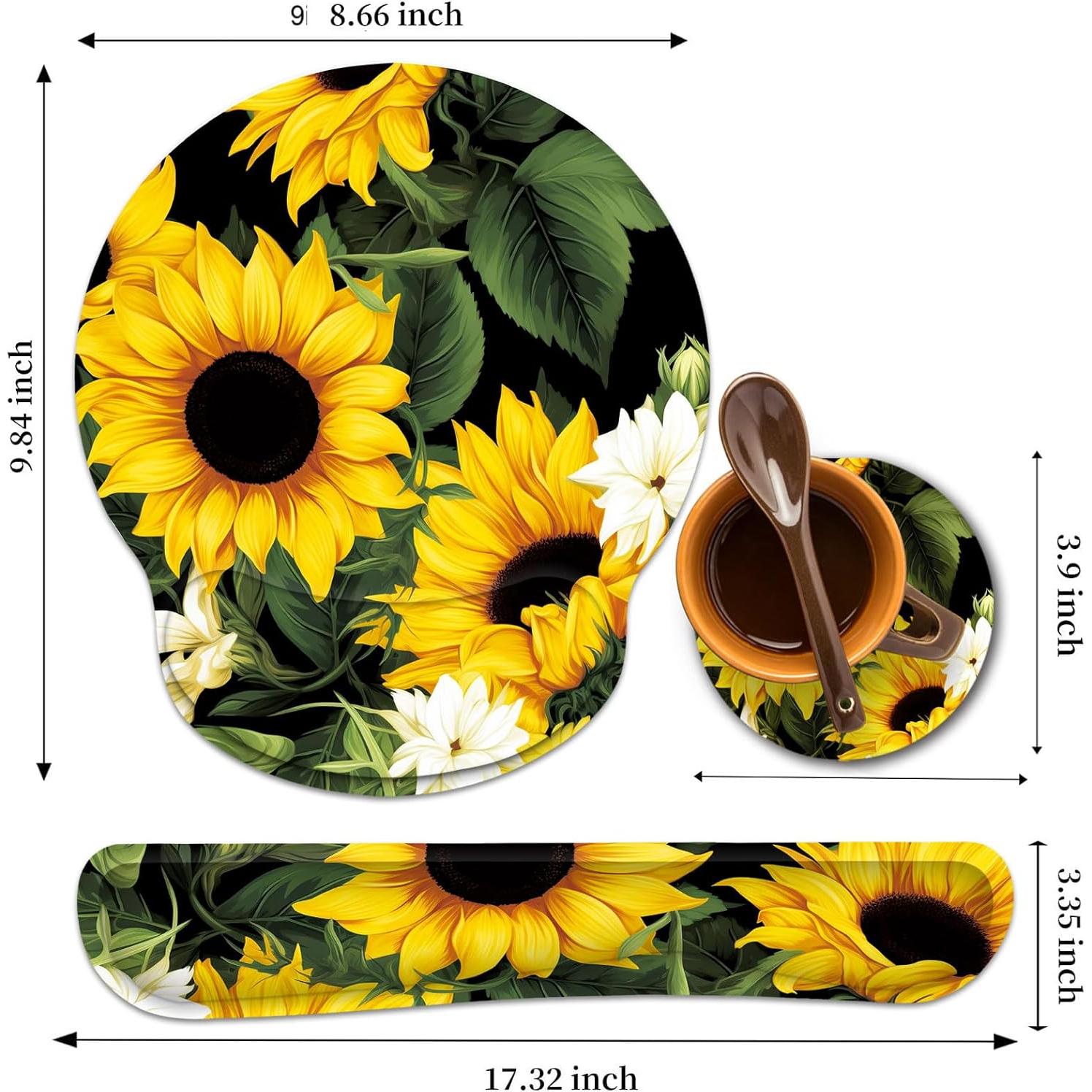 Reposamuñecas ergonómico EFGWSDER con girasoles - Teclado y Ratón