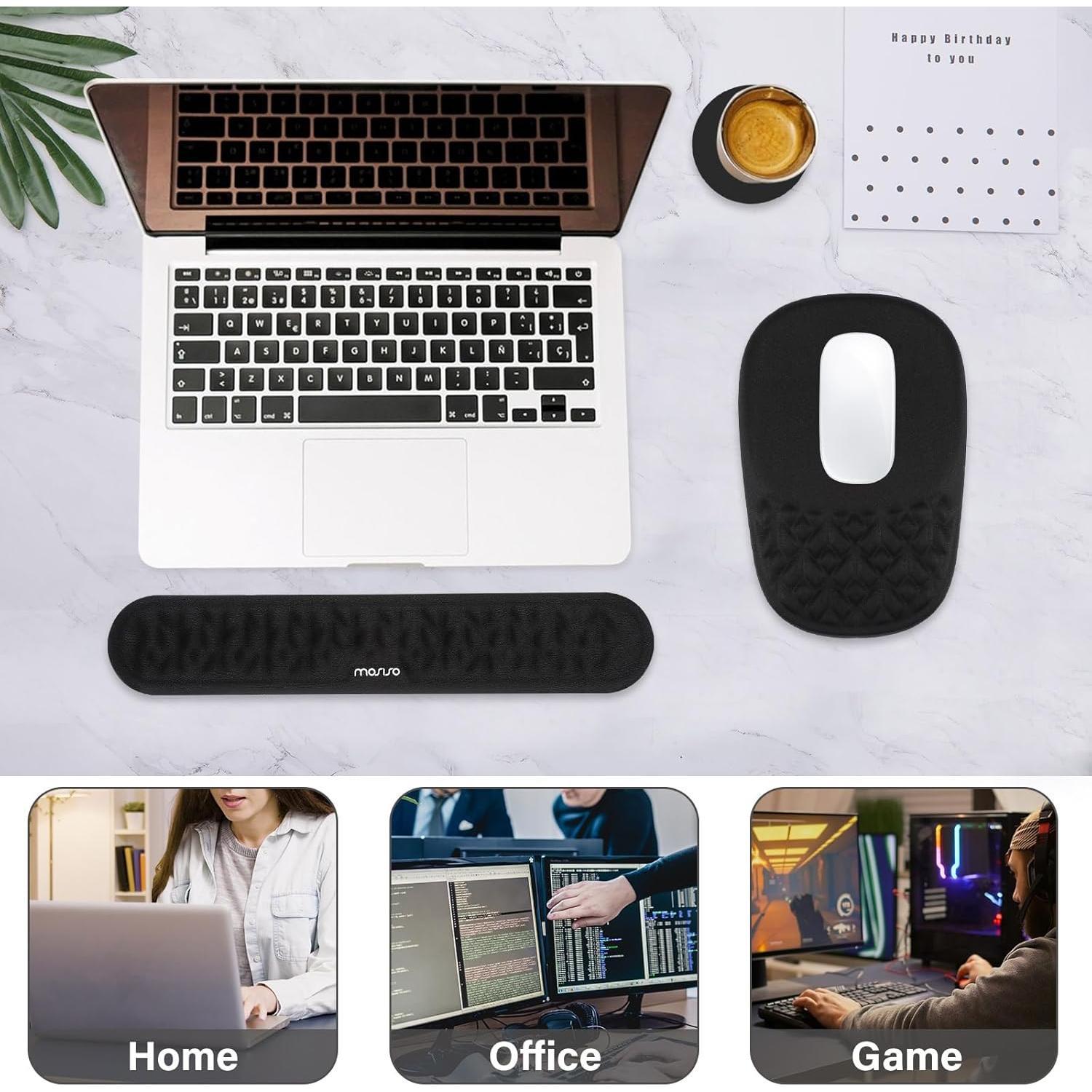 Reposamuñecas Ergonómico MOSISO para Teclado y Mousepad Negro