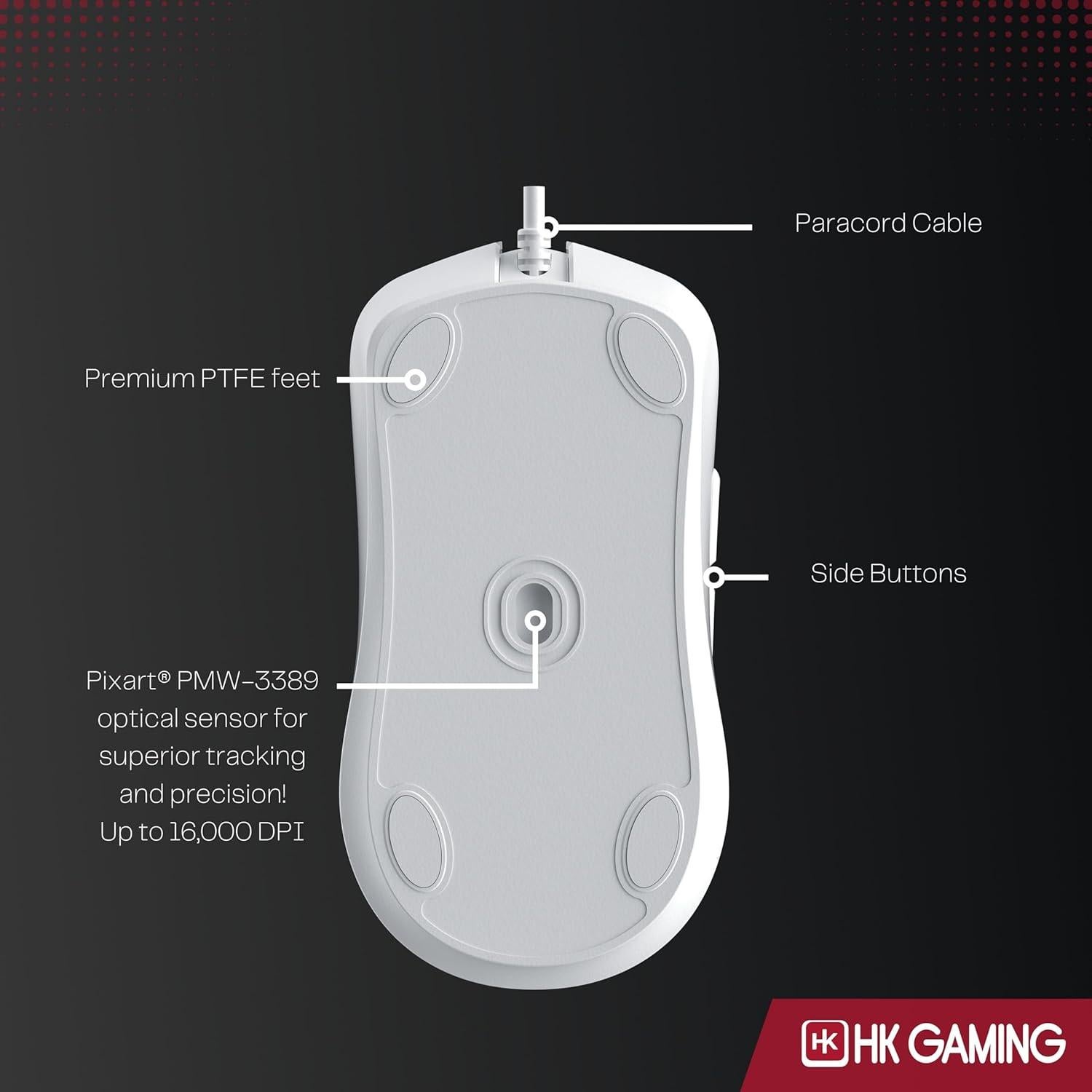 Ratón Gaming HK GAMING Mira XM1 Ultra Ligero 58g Blanco