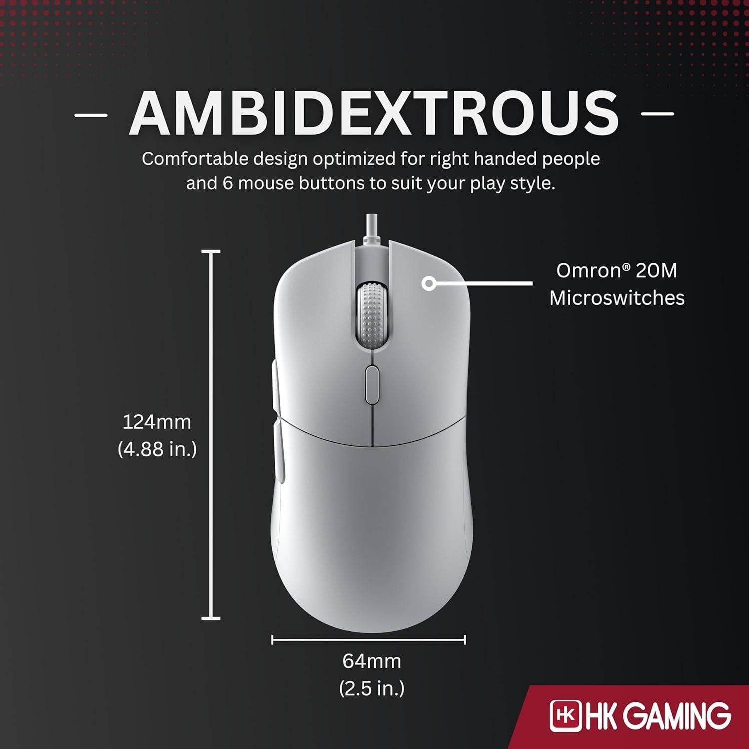 Ratón Gaming HK GAMING Mira XM1 Ultra Ligero 58g Blanco