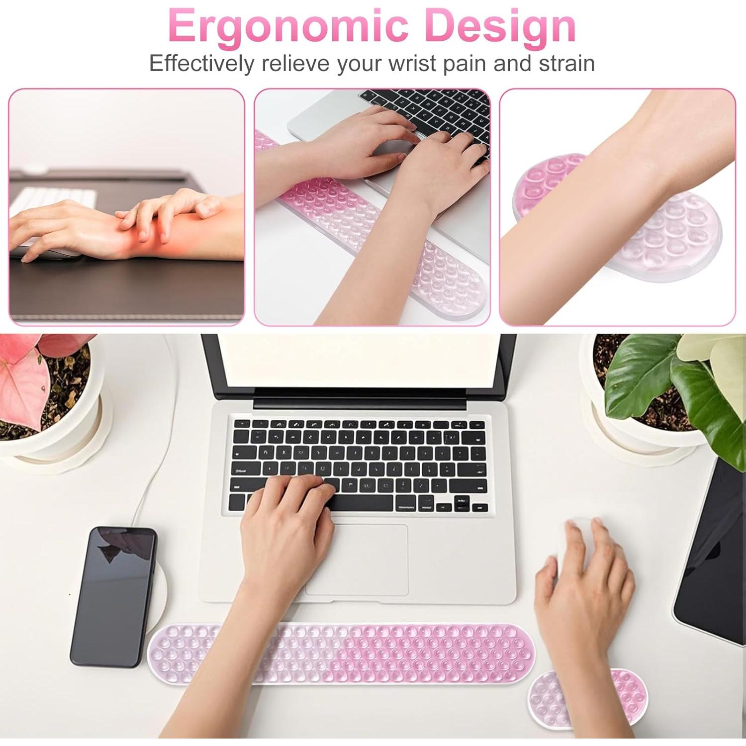 Reposamuñecas de Gel MOSISO Ergonomico Rosa 39.5x6.5cm