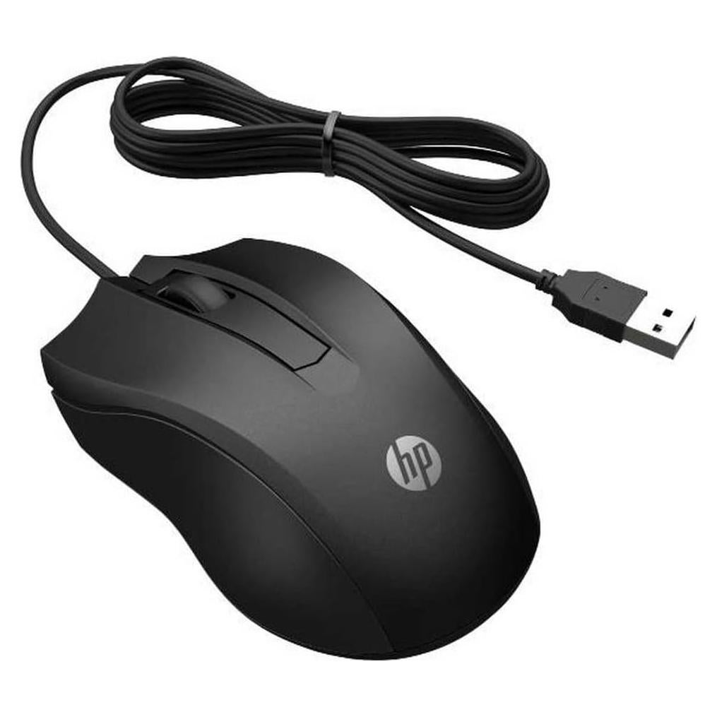 Ratón USB HP 100 con Cable Negro 1600 DPI Ergonomico