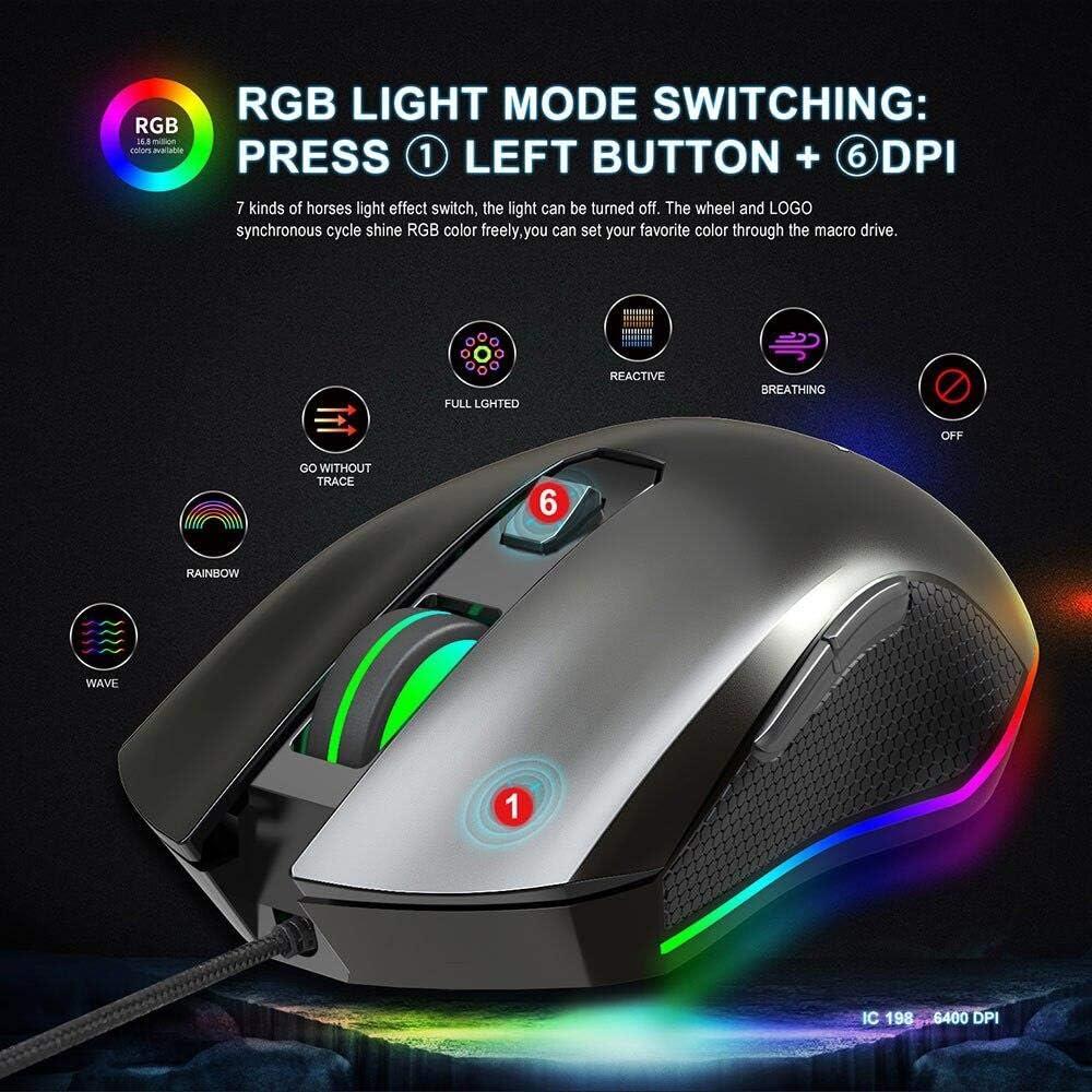 Ratón Gaming Live4Gadgets USB Ergonómico 6400DPI RGB