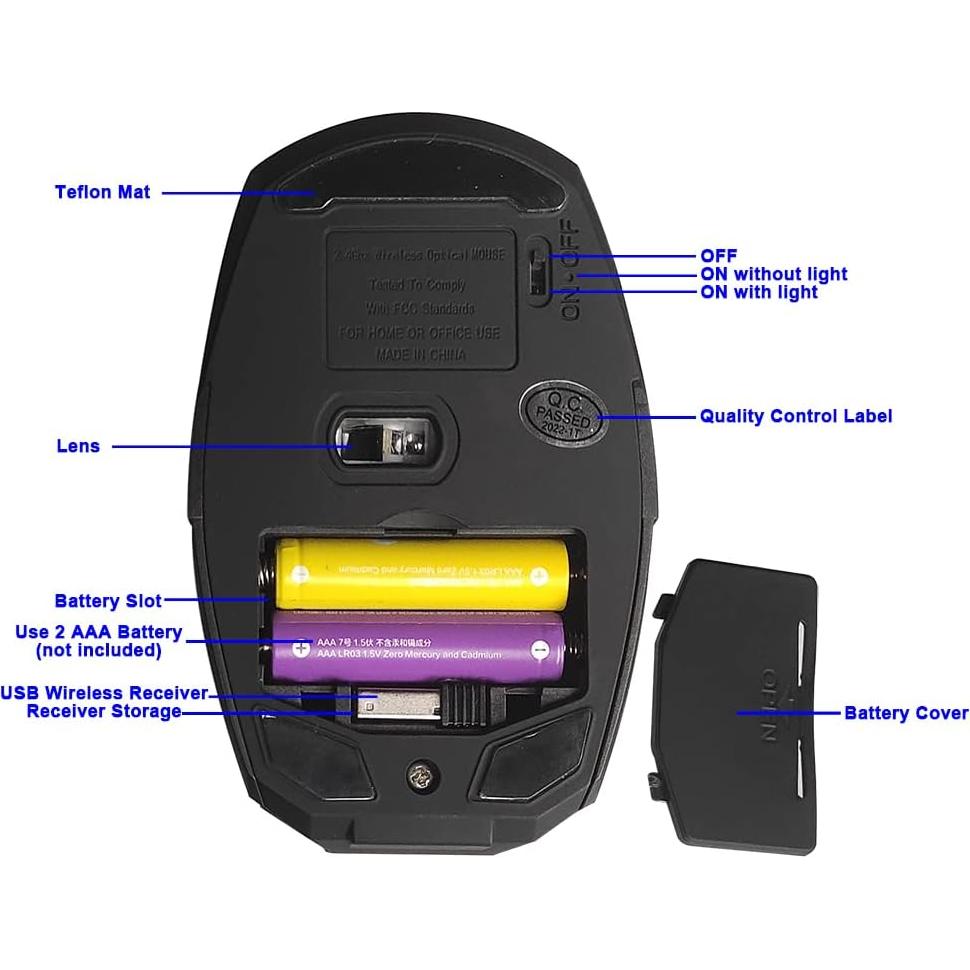 Ratón Inalámbrico ECOiNVA 2.4G Óptico Negro 1600DPI