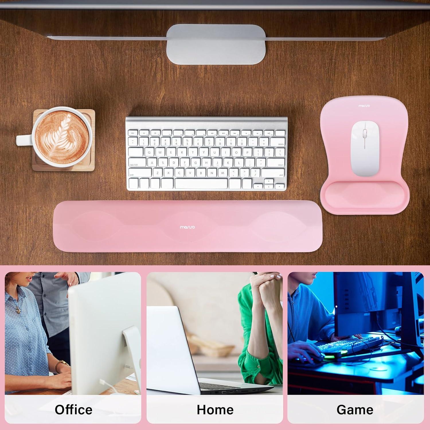 Soporte de Reposamuñecas Ergonómico MOSISO Rosa para Teclado y Ratón