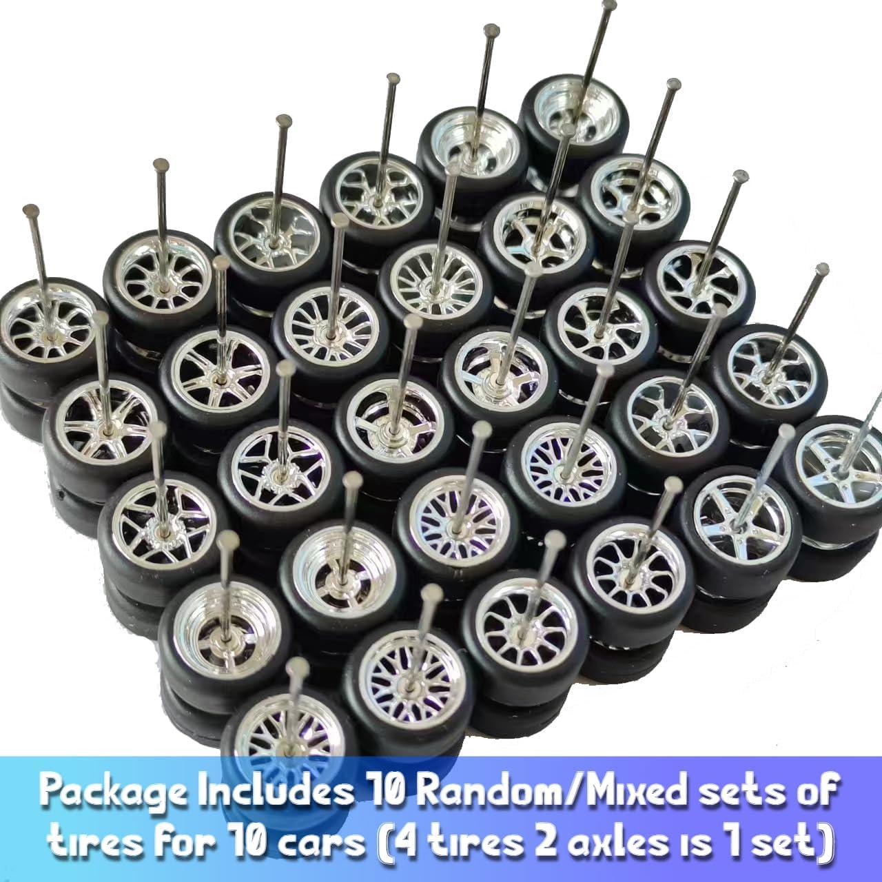 Juego de Ruedas Cromadas para Autos 1:64 Yallishop - 10 Piezas