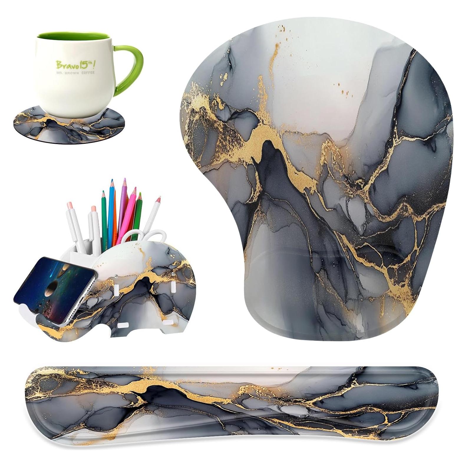 Juego de Almohadilla para Muñeca y Alfombrilla Ergonómica MAKIEE