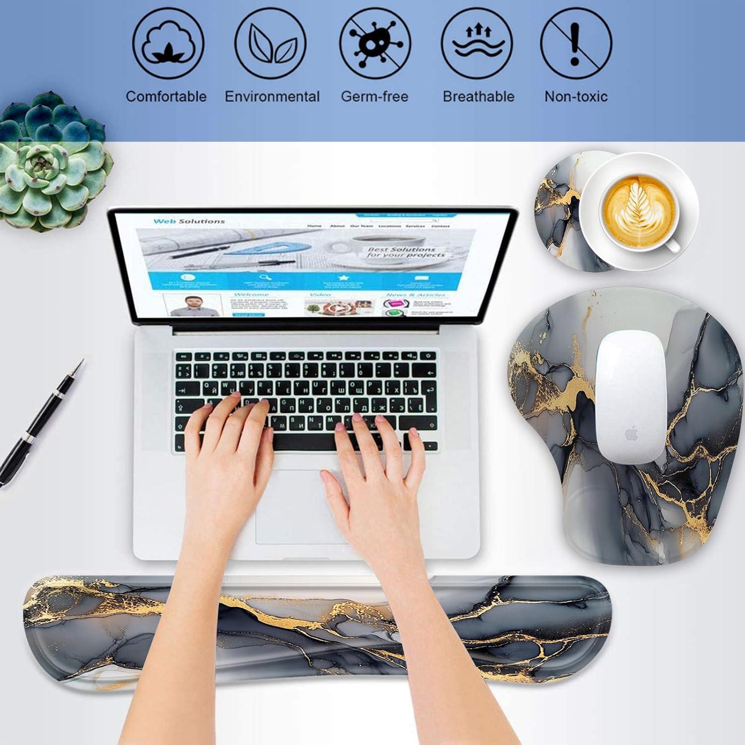 Juego de Almohadilla para Muñeca y Alfombrilla Ergonómica MAKIEE