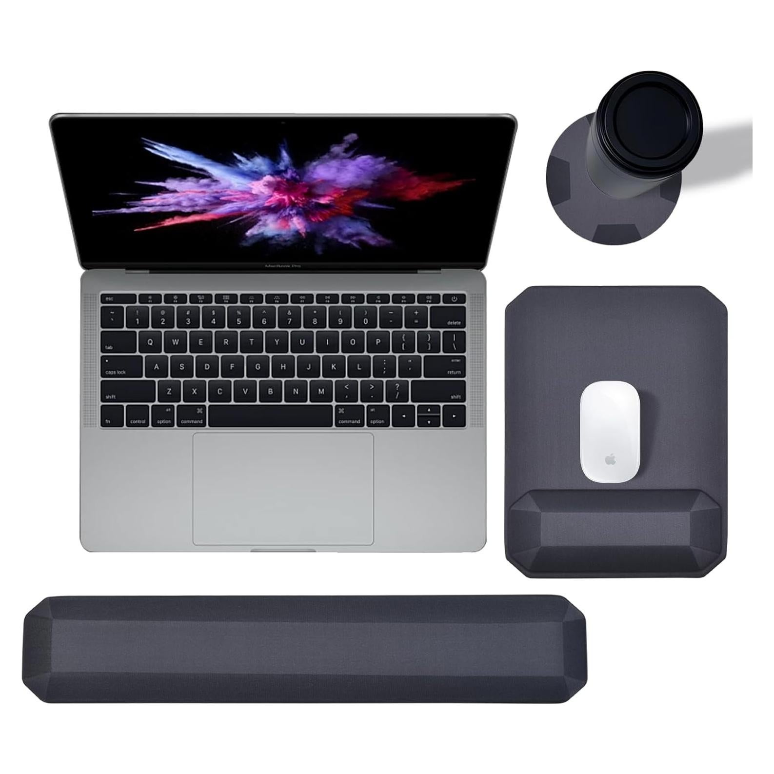 Soporte de Reposamuñecas MEGREZ para Teclado y Ratón Ergonómico