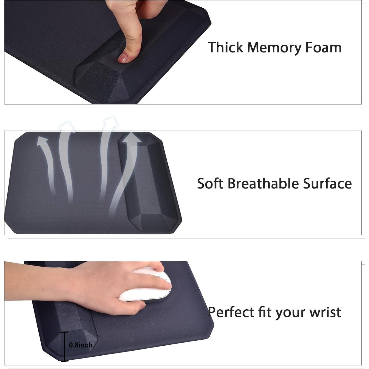 Soporte de Reposamuñecas MEGREZ para Teclado y Ratón Ergonómico