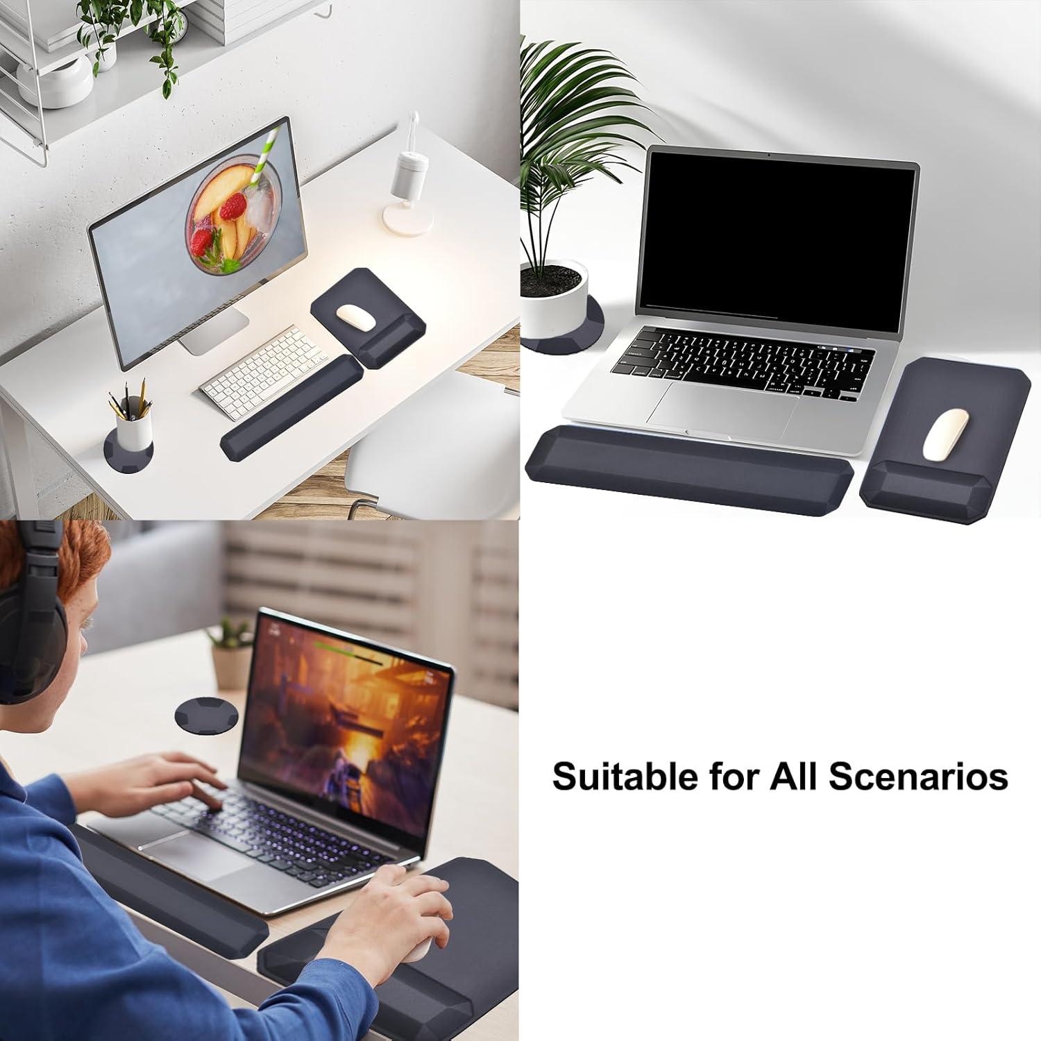 Soporte de Reposamuñecas MEGREZ para Teclado y Ratón Ergonómico