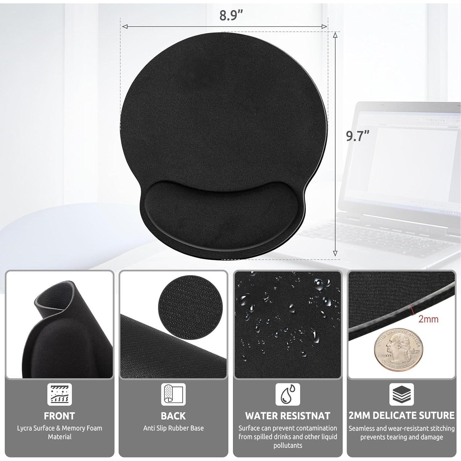 Alfombrilla de Ratón Ergonómica KONVINIT Negra con Reposamuñecas