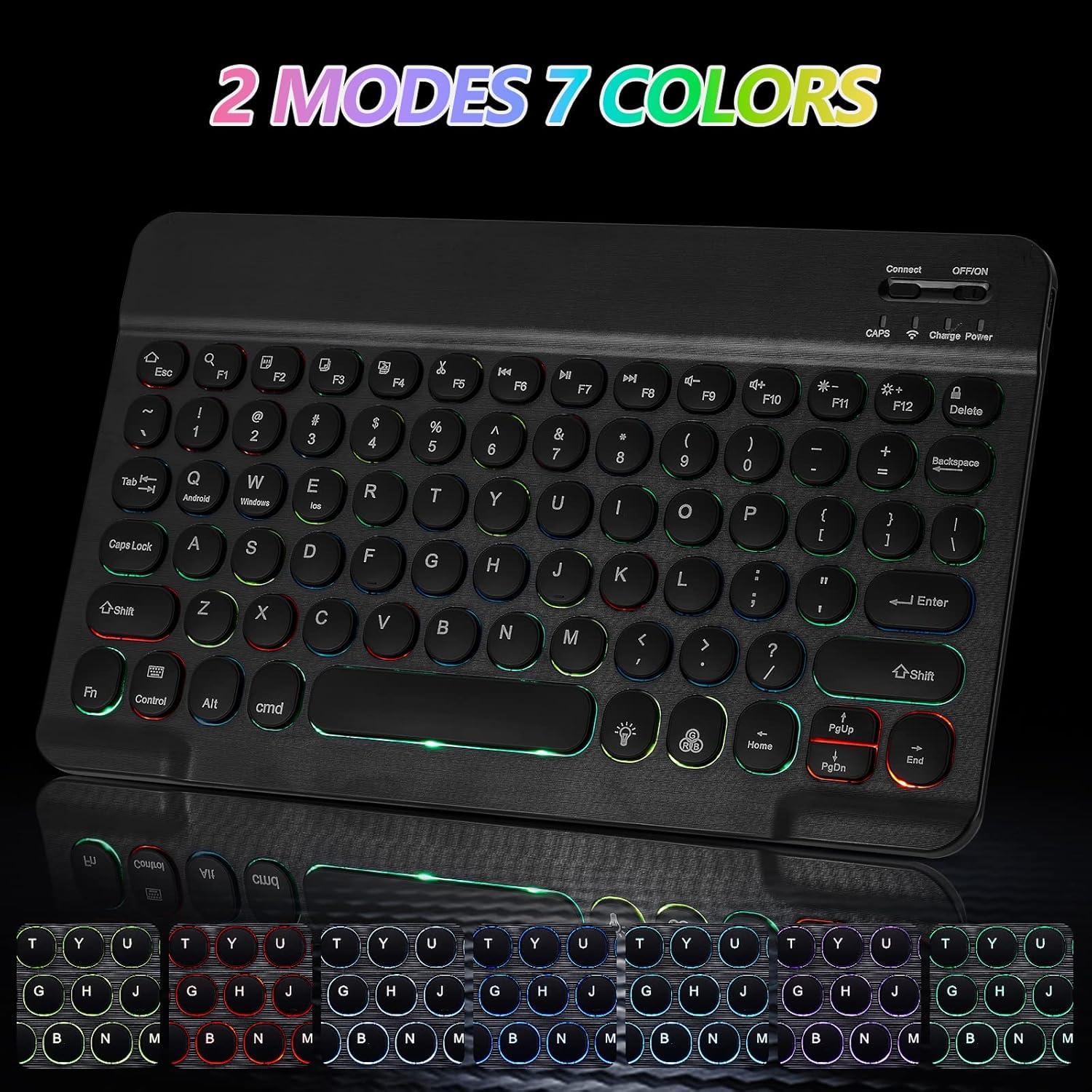 Teclado y Ratón Inalámbricos Bluetooth Guiheng Negro con Retroiluminación LED