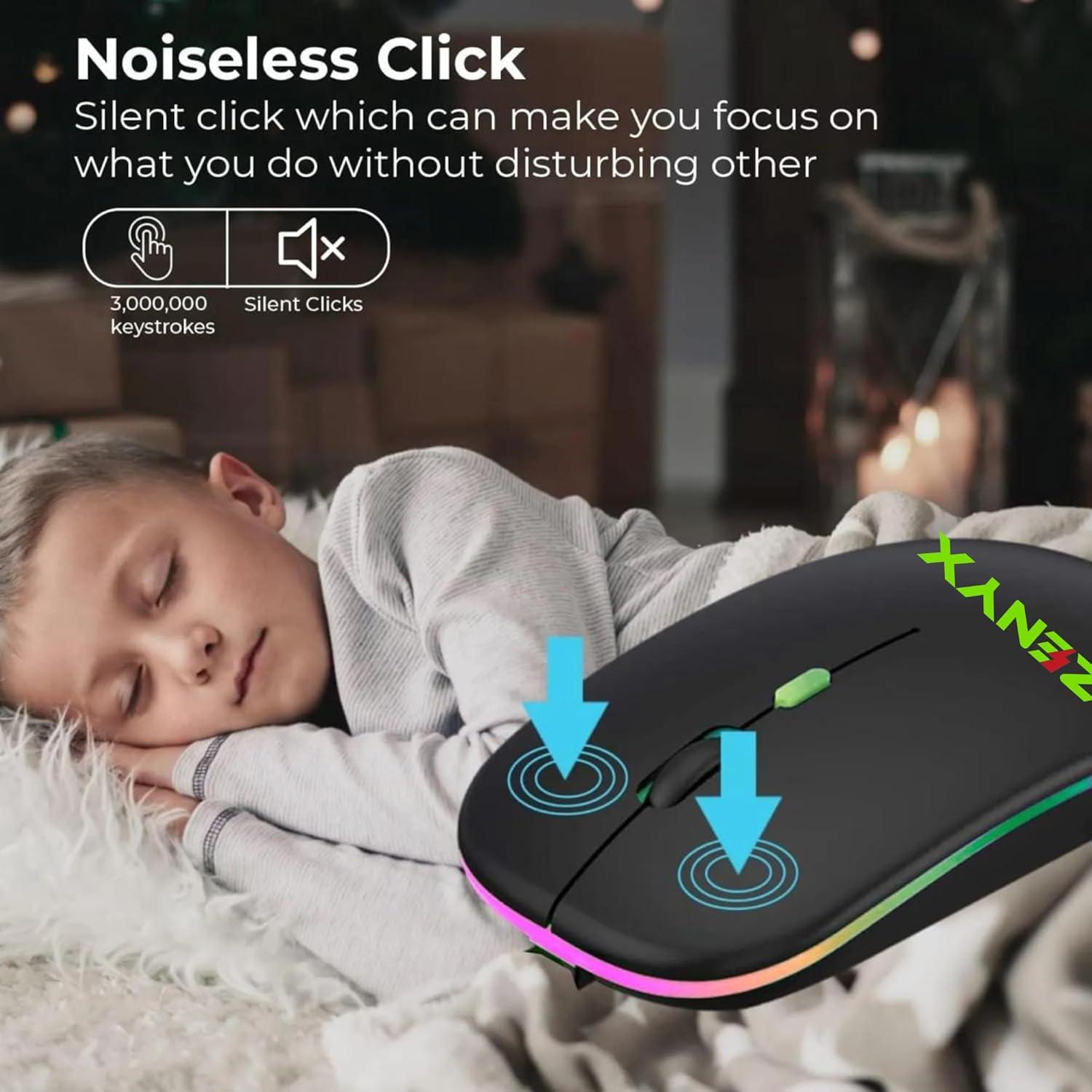 Ratón Inalámbrico Recargable Zenyx, Bluetooth 5.1, Negro