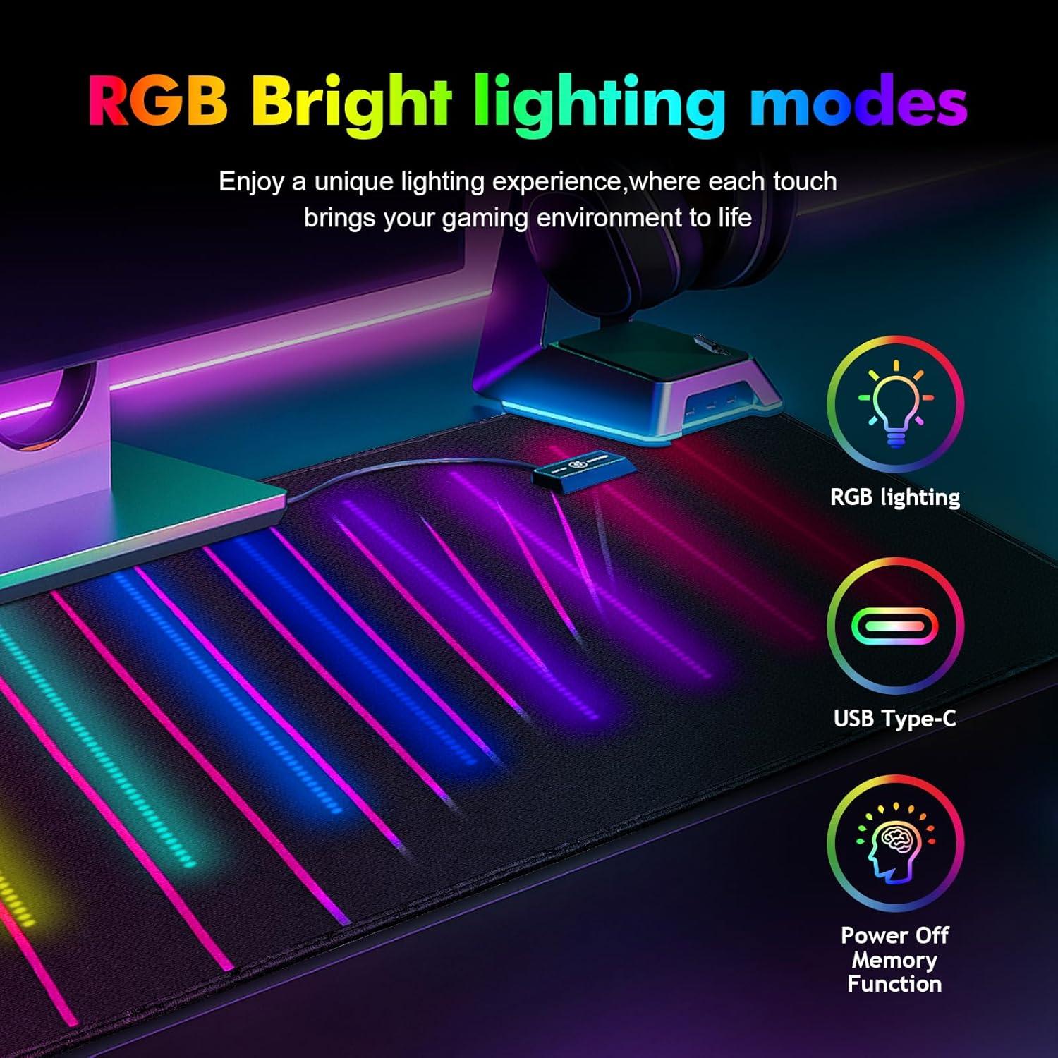 Alfombrilla de Ratón Gaming RGB SIMCFUN XXL 75x40 cm