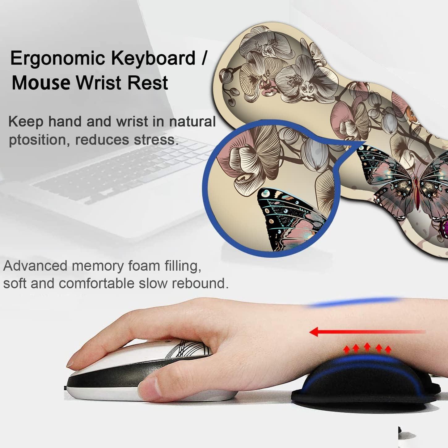 Reposamuñecas ergonómico SOTWONSO + alfombrilla mariposa 80x30 cm