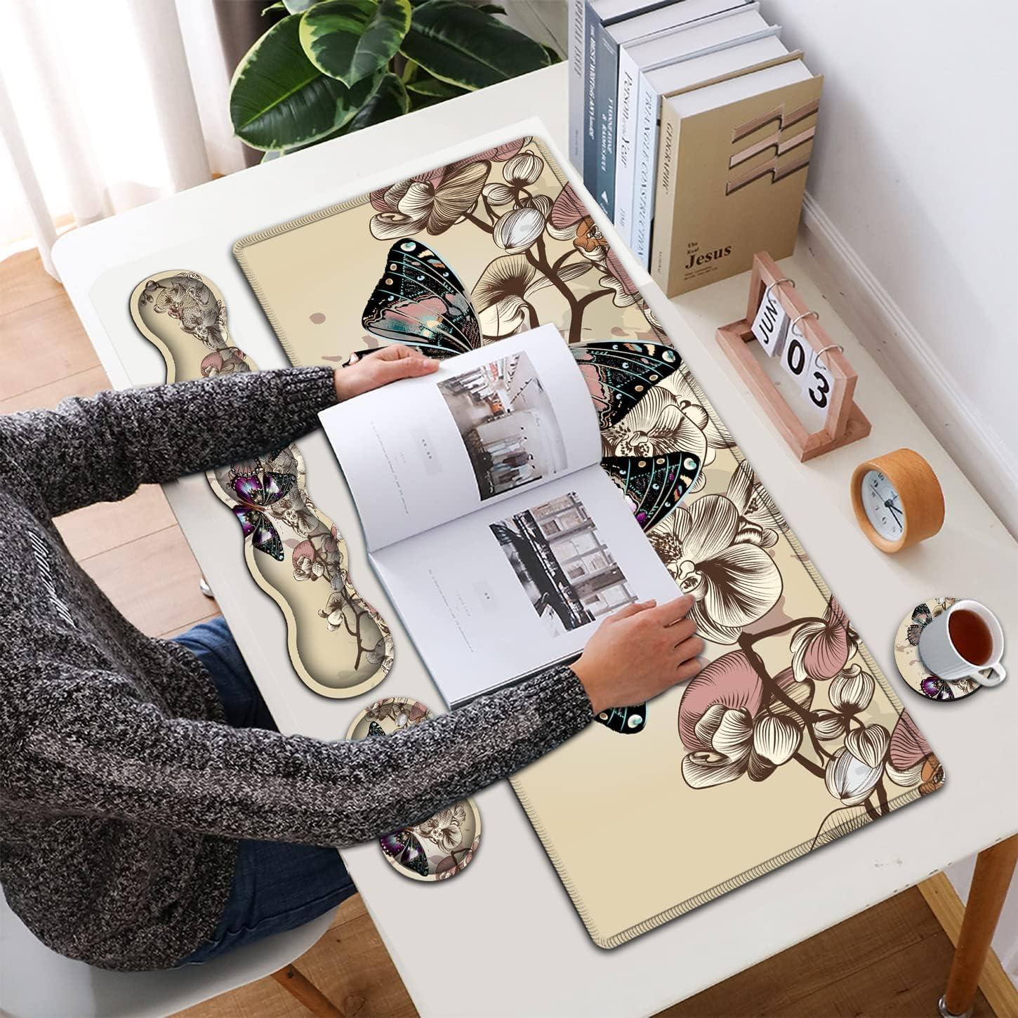 Reposamuñecas ergonómico SOTWONSO + alfombrilla mariposa 80x30 cm