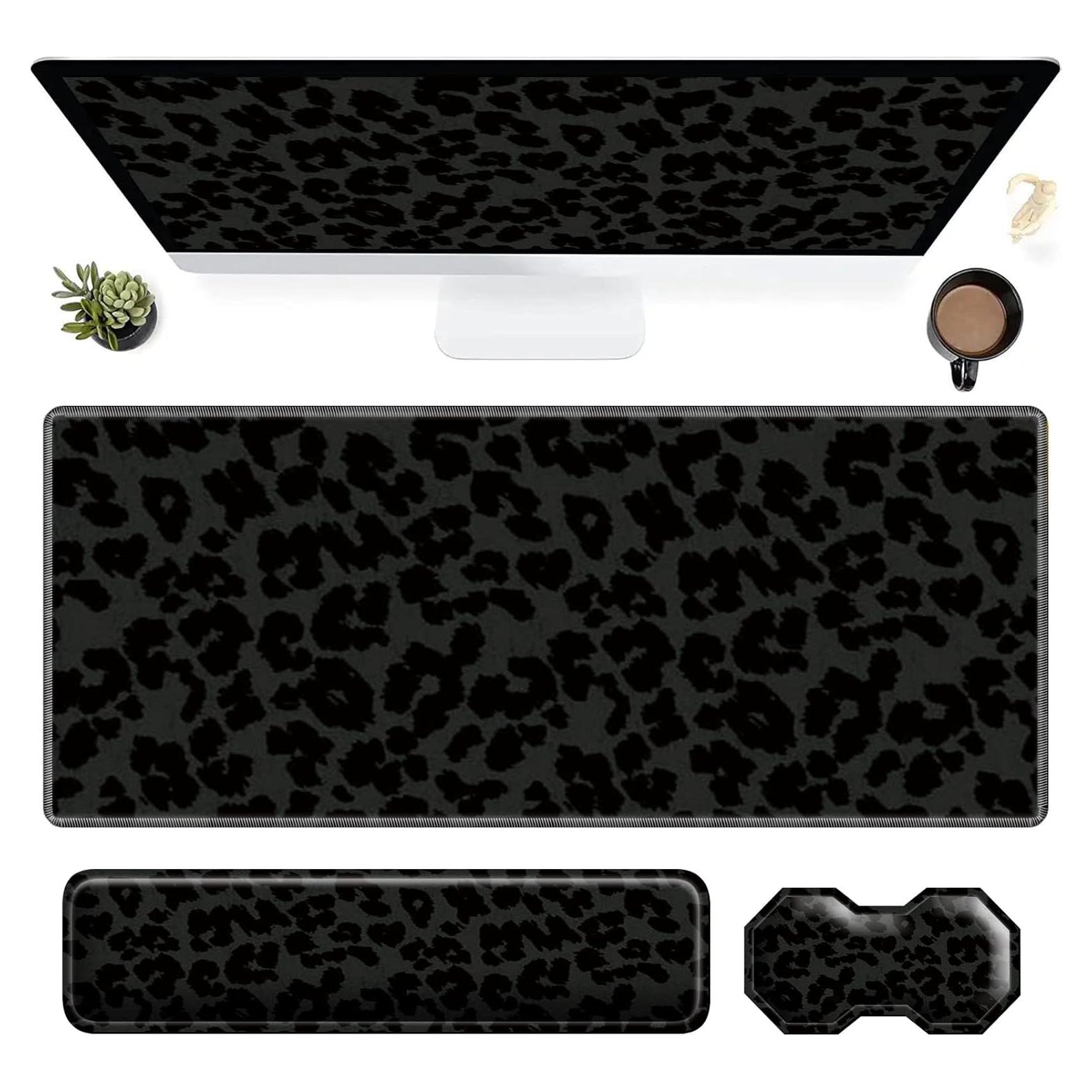 Juego de 3 Alfombrillas Ergonómicas SROJDHFJB Leopardo Negro