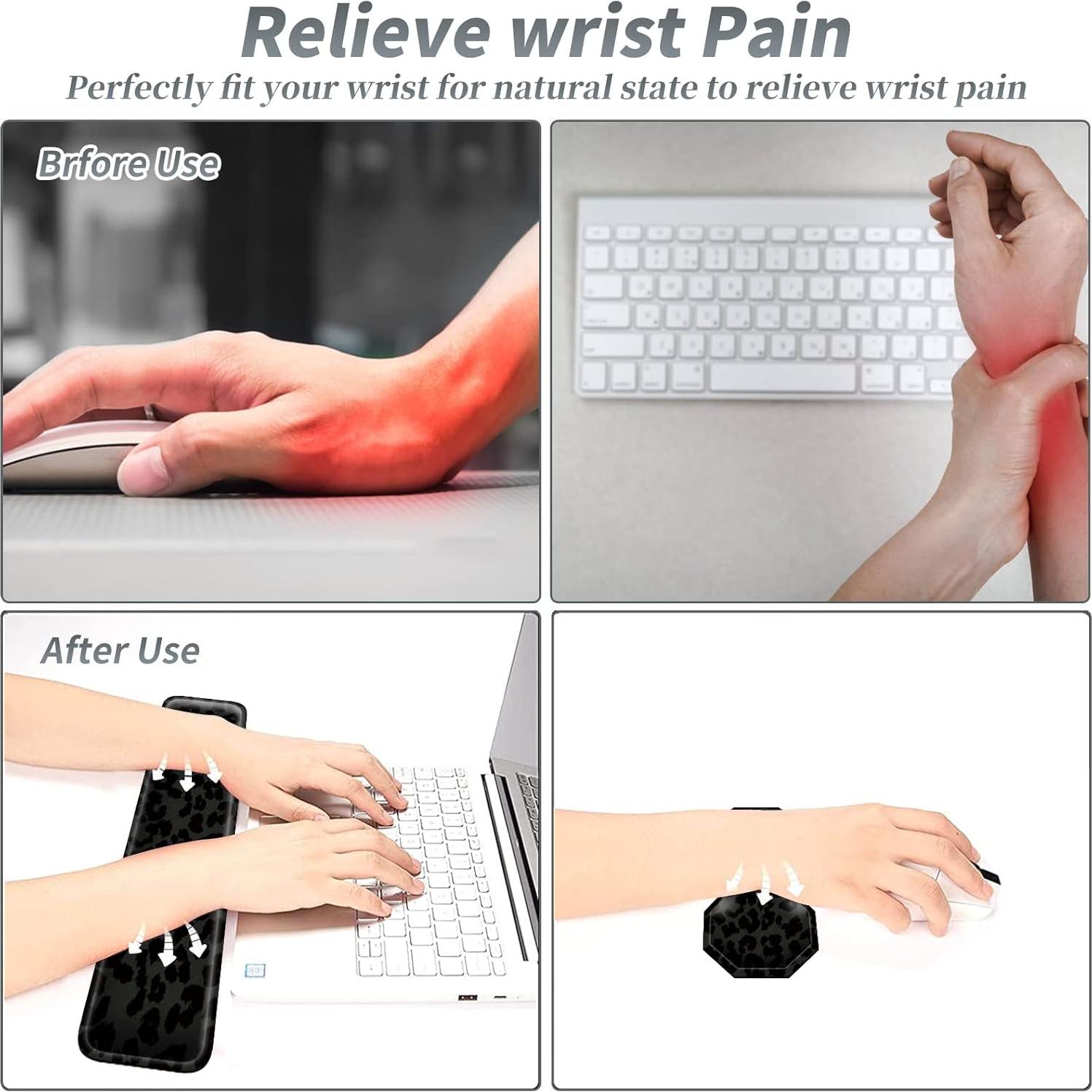 Juego de 3 Alfombrillas Ergonómicas SROJDHFJB Leopardo Negro