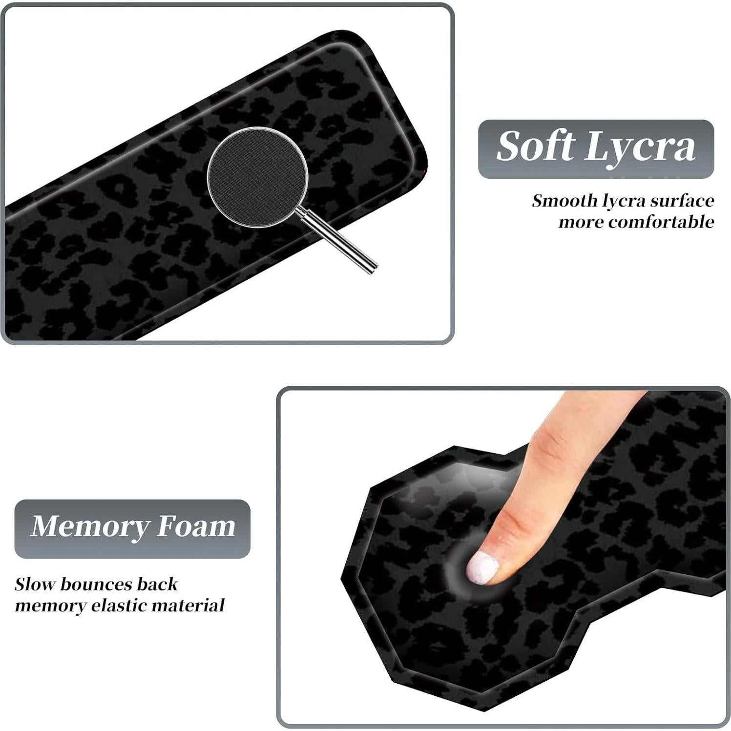 Juego de 3 Alfombrillas Ergonómicas SROJDHFJB Leopardo Negro