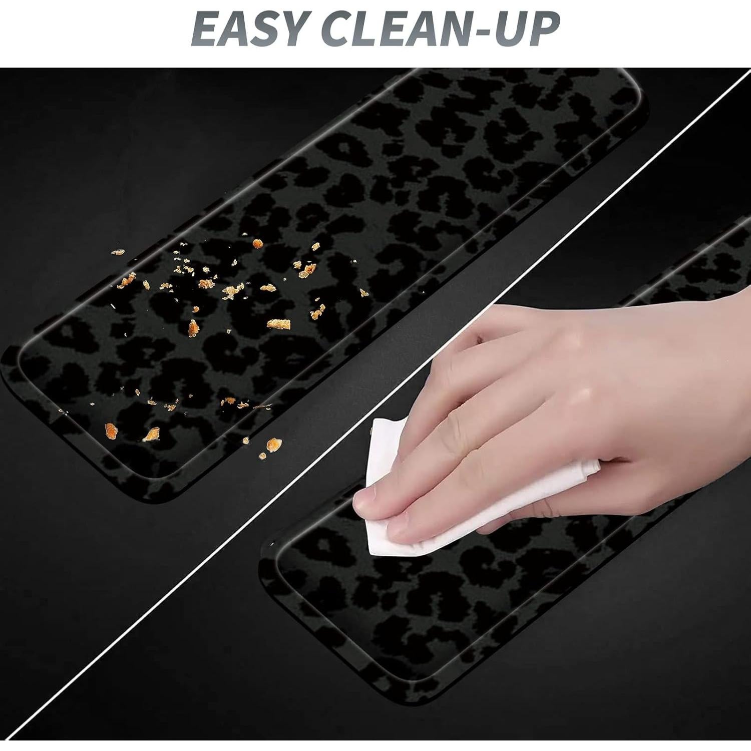 Juego de 3 Alfombrillas Ergonómicas SROJDHFJB Leopardo Negro