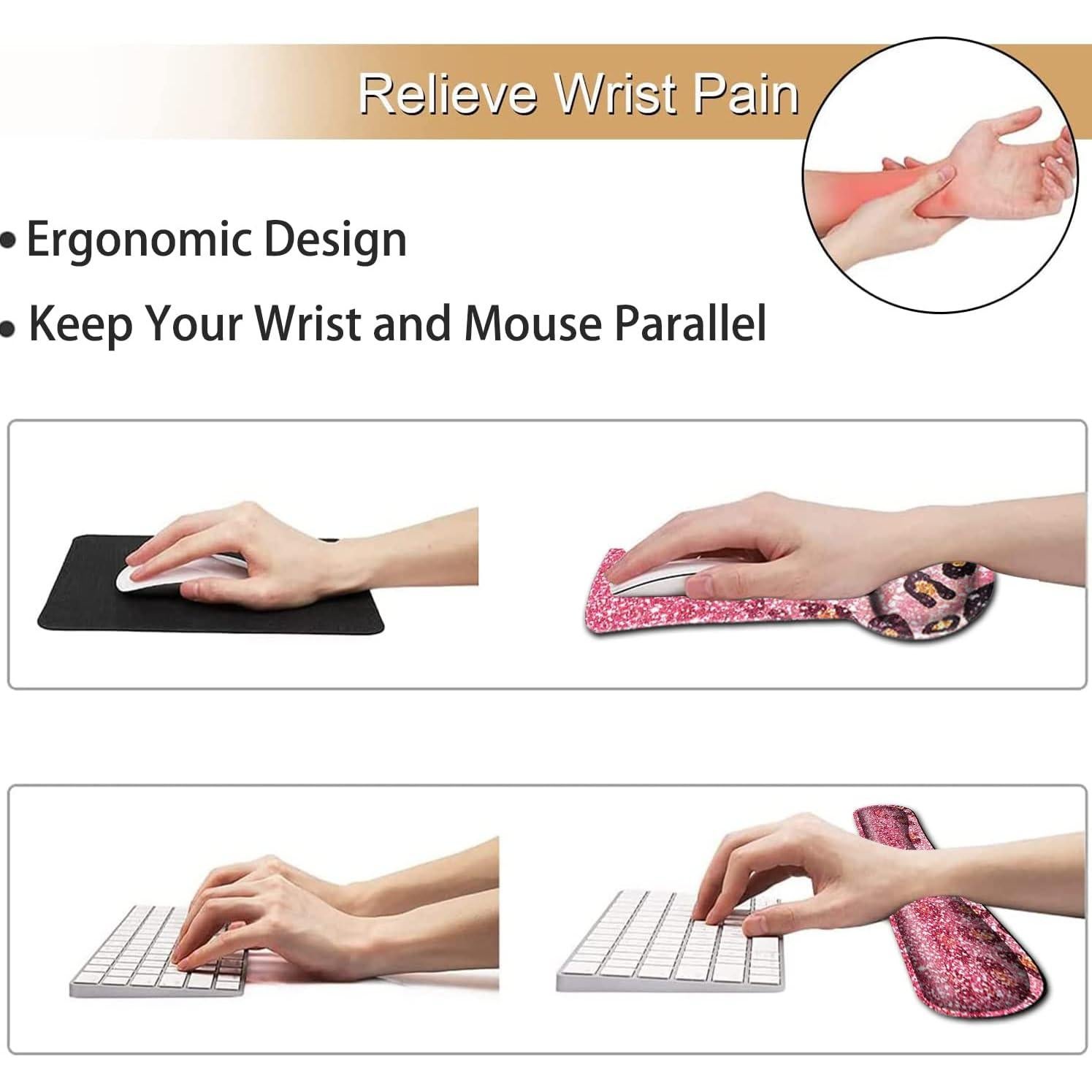 Soporte de Muñeca Ergonómico YVBHCGGGF para Teclado y Ratón