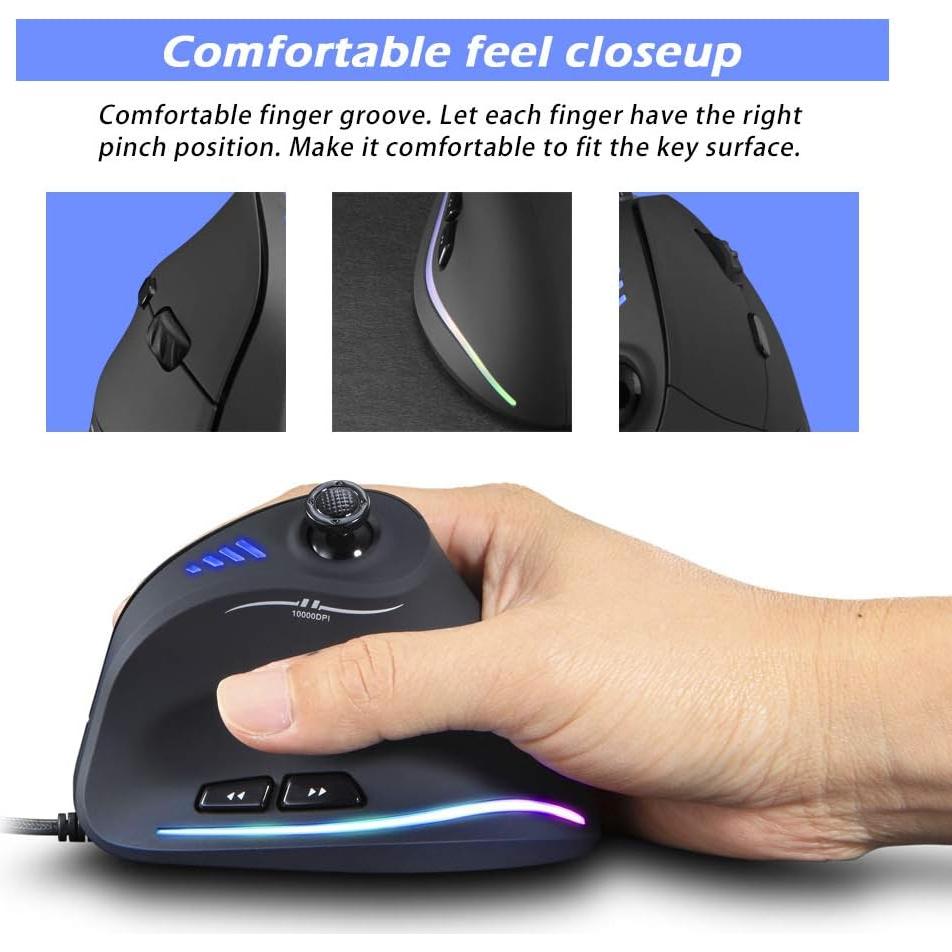 Ratón Gaming JOMAA C18 RGB 10000DPI 11 Botones Ergonómico