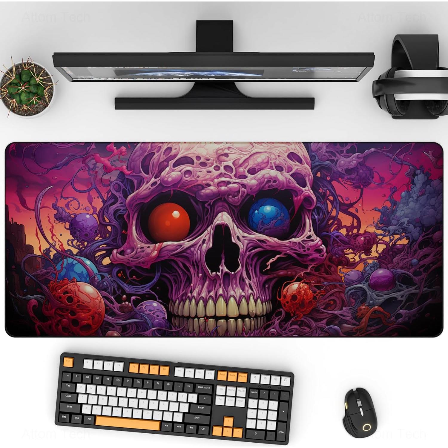 Alfombrilla de Ratón XL NiHome Calavera 90 x 40 cm Antideslizante