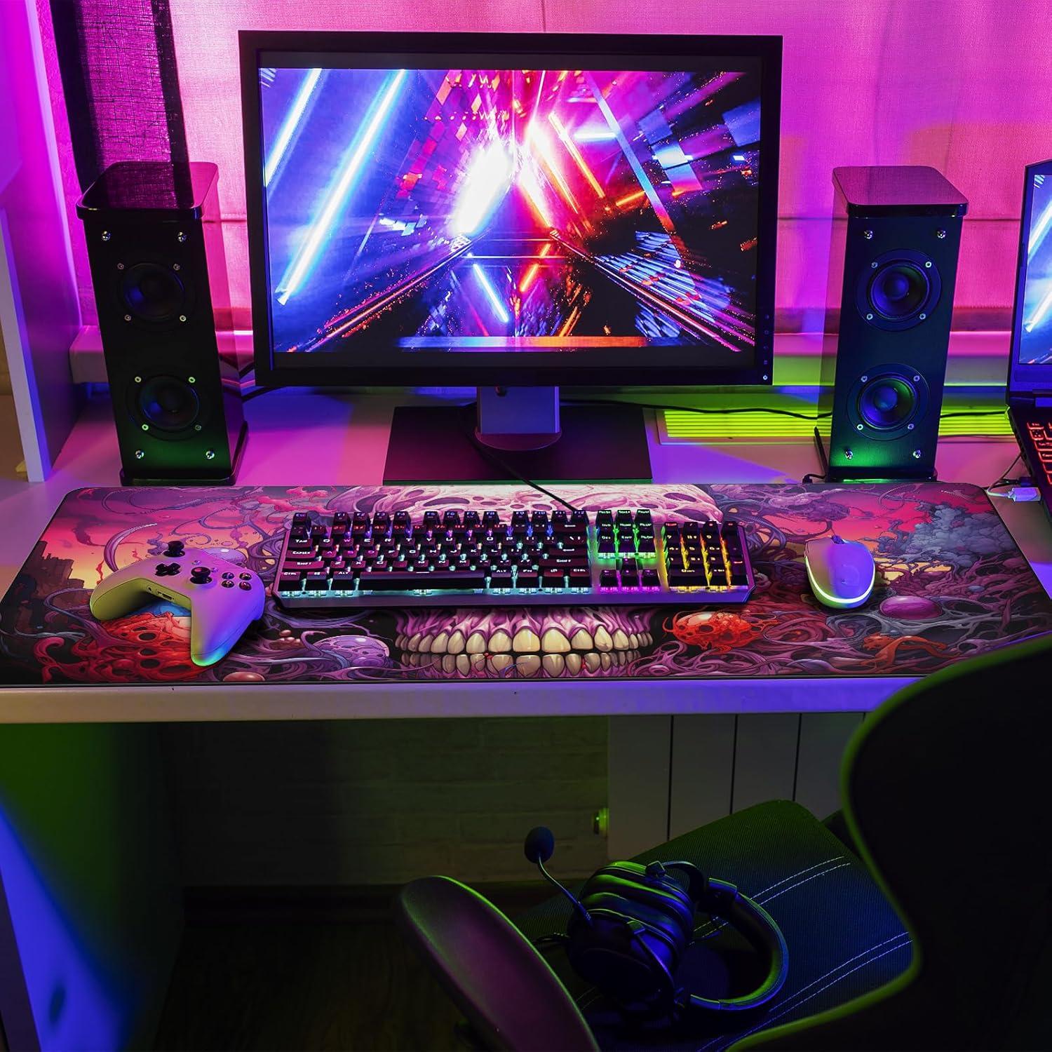 Alfombrilla de Ratón XL NiHome Calavera 90 x 40 cm Antideslizante