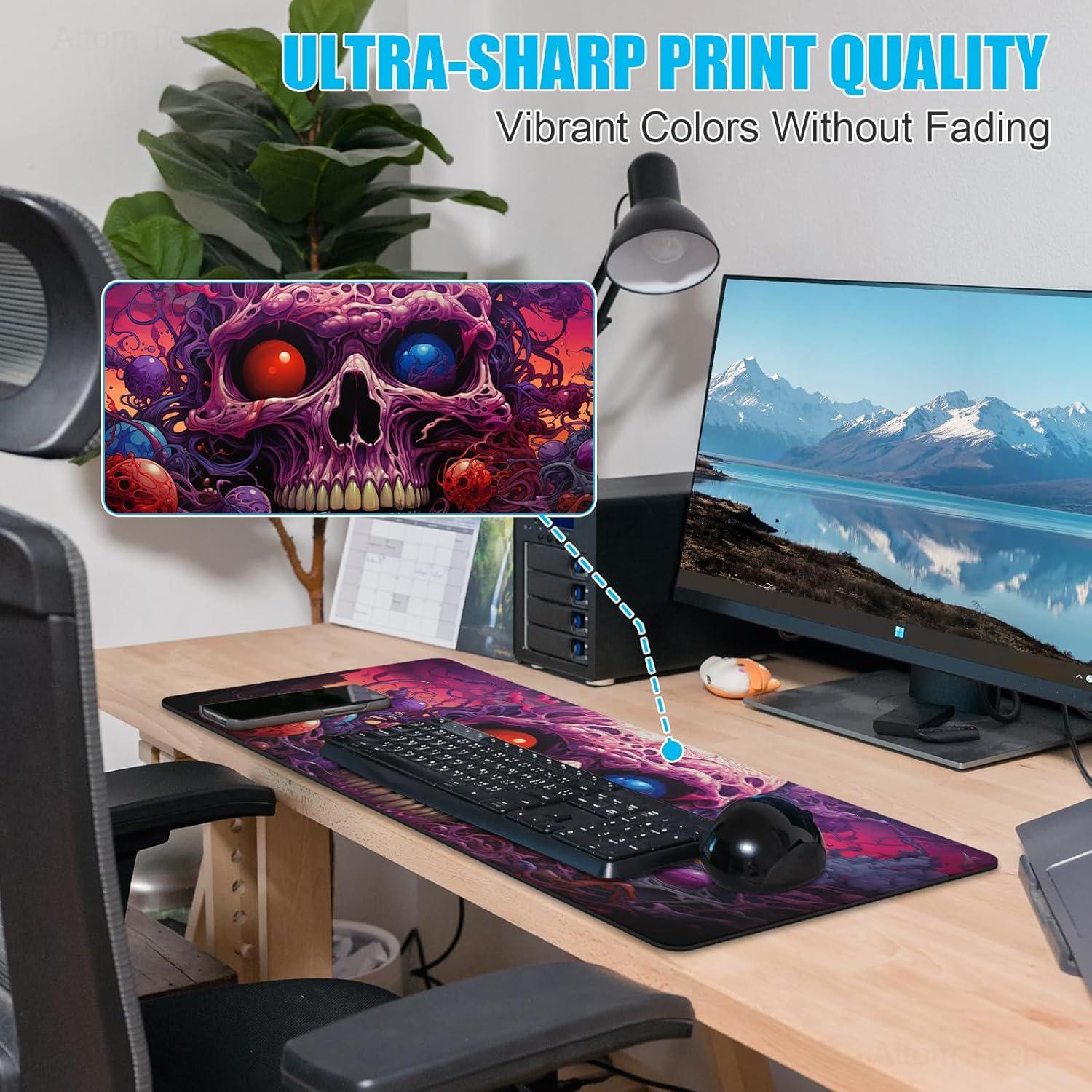 Alfombrilla de Ratón XL NiHome Calavera 90 x 40 cm Antideslizante