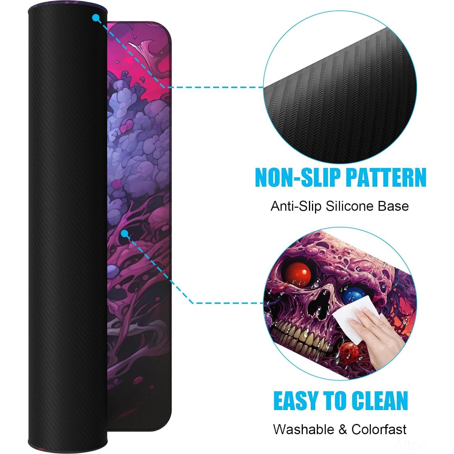 Alfombrilla de Ratón XL NiHome Calavera 90 x 40 cm Antideslizante