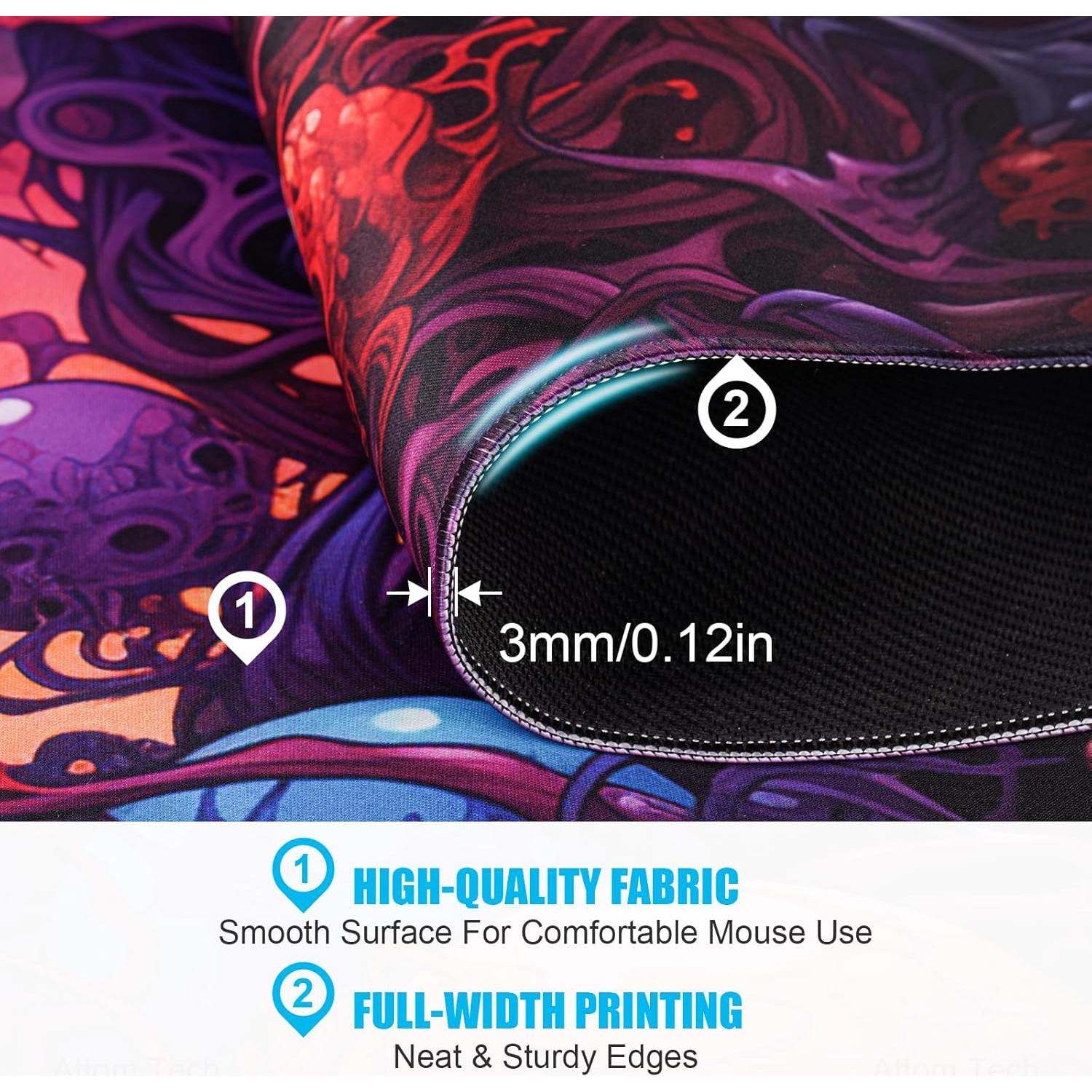 Alfombrilla de Ratón XL NiHome Calavera 90 x 40 cm Antideslizante