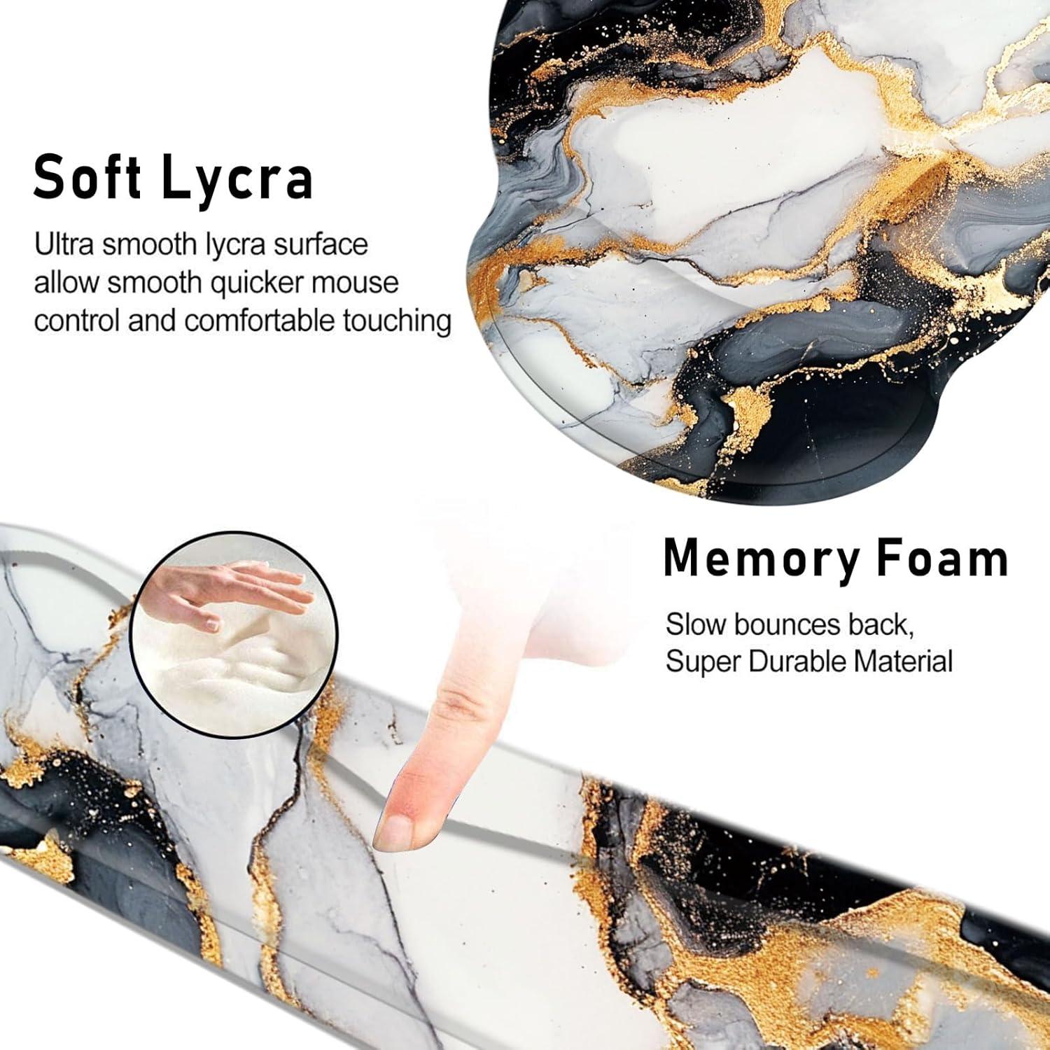 Juego de Reposamuñecas Ergonomico Wiaekosef - Mármol Negro y Dorado