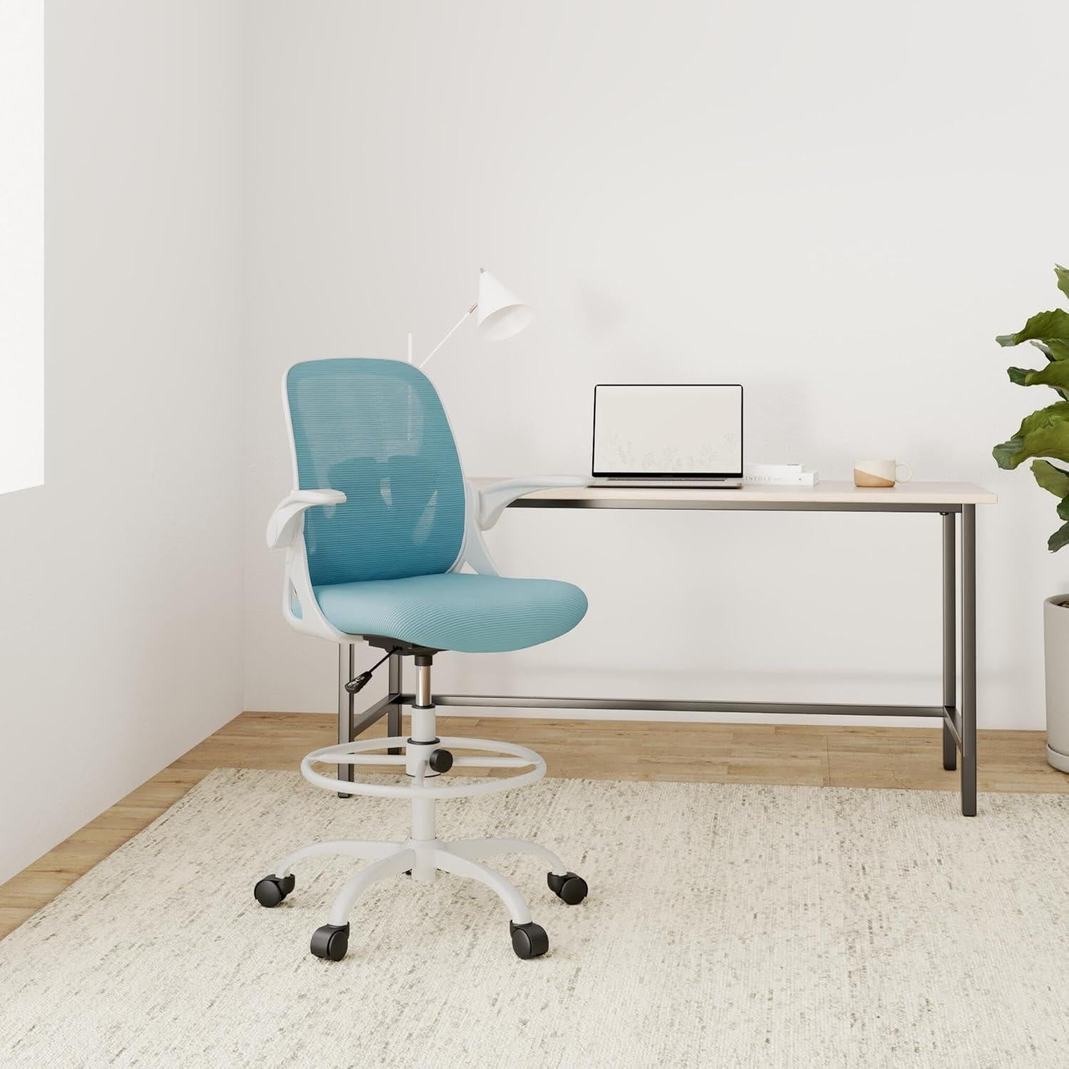 Silla de Dibujo Primy Ergonómica Azul con Reposabrazos Plegables