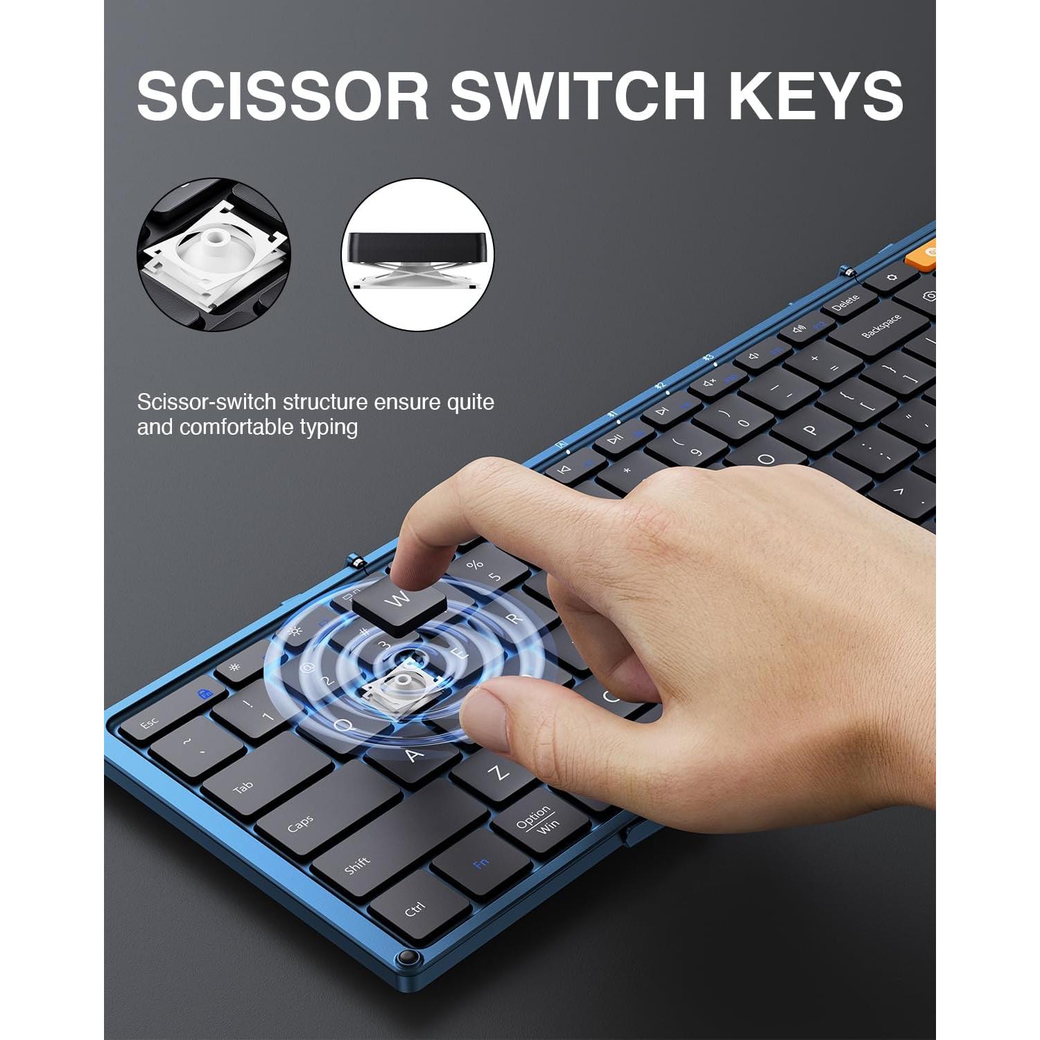 Teclado Bluetooth Plegable ProtoArc XK01 y Ratón Ergonómico Azul