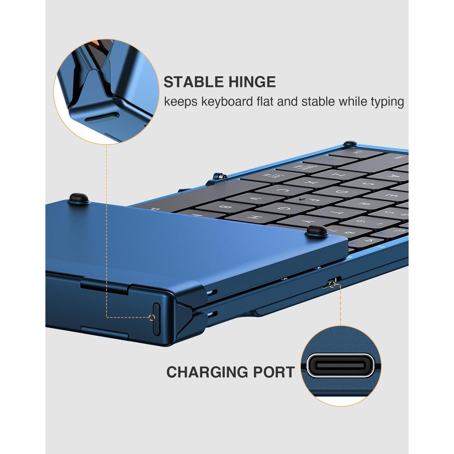 Teclado Bluetooth Plegable ProtoArc XK01 y Ratón Ergonómico Azul