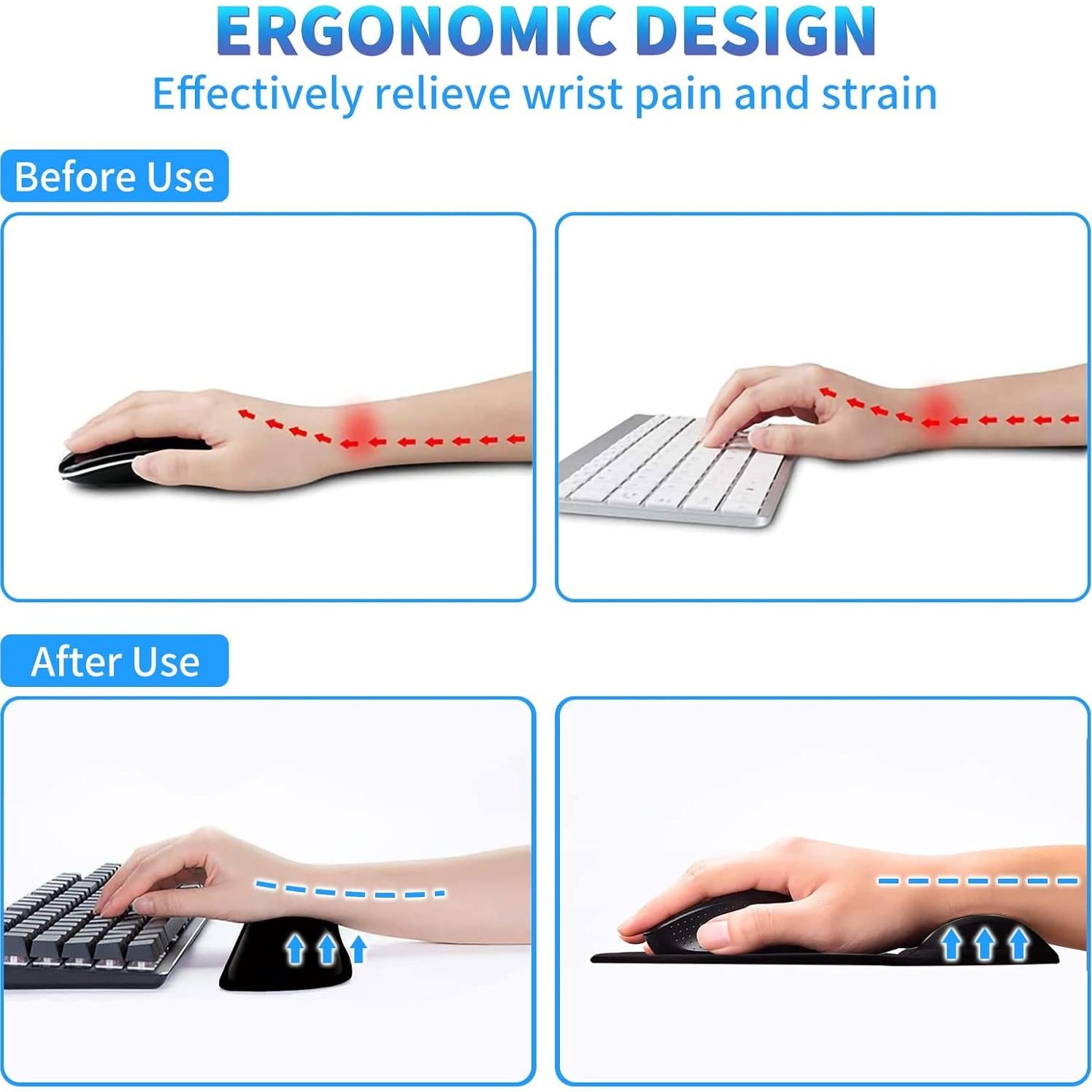 Keyboard Wrist Rest and Mouse Wrist Rest Pad Plus a Matching Coasters, Ergonomic Mousepad, Easy Typing and Relieve Wrist Pain for Computer, Laptop, Office, Gaming, Gold Rose
