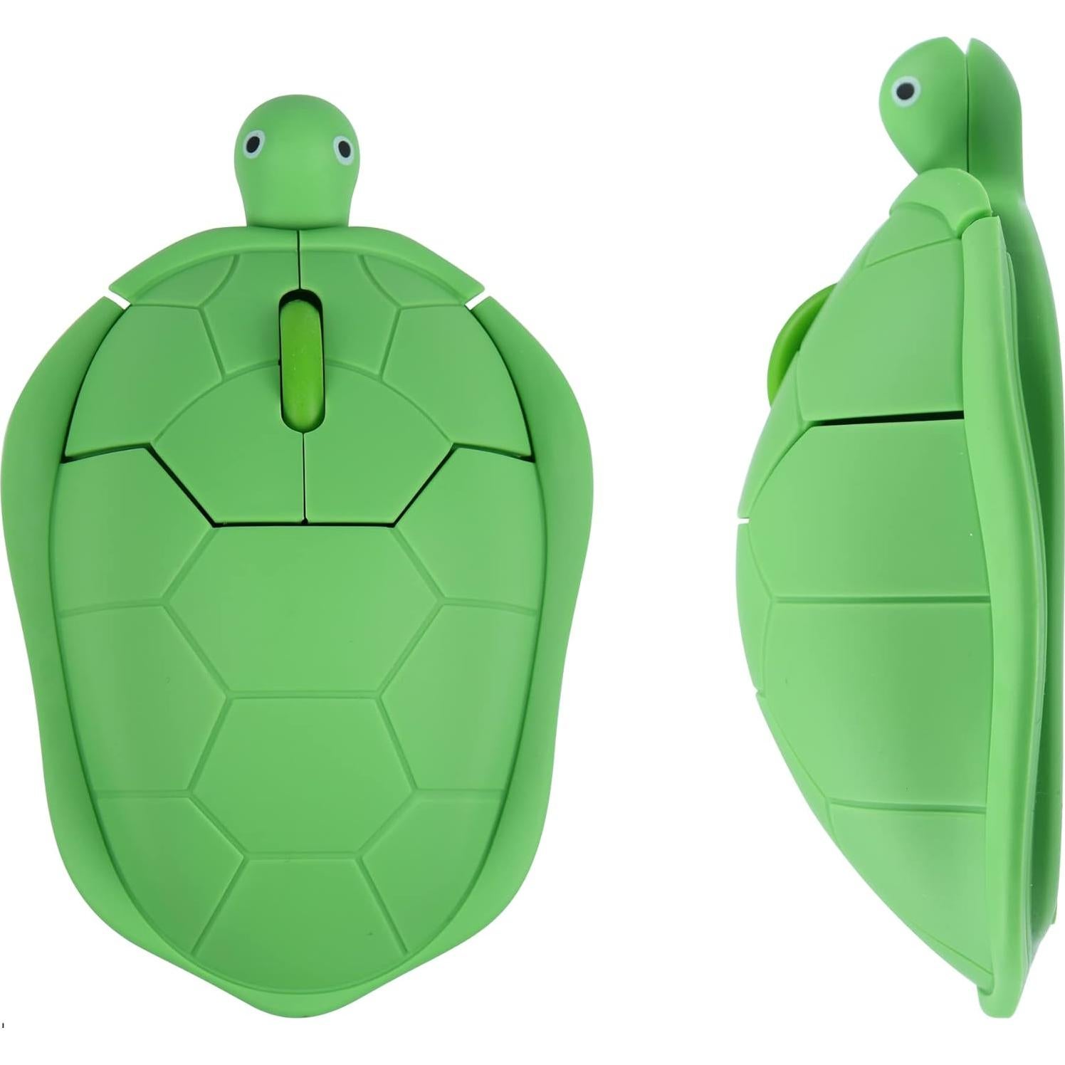 Wireless Mouse Cute Animal Green Turtle Shape Silent Click Ergonomic Portable Quiet Travel Lightweight USB Optical Cordless Mouse for PC Laptop Computer Mac MacBook Desktop Kids Girls Women Men Gift